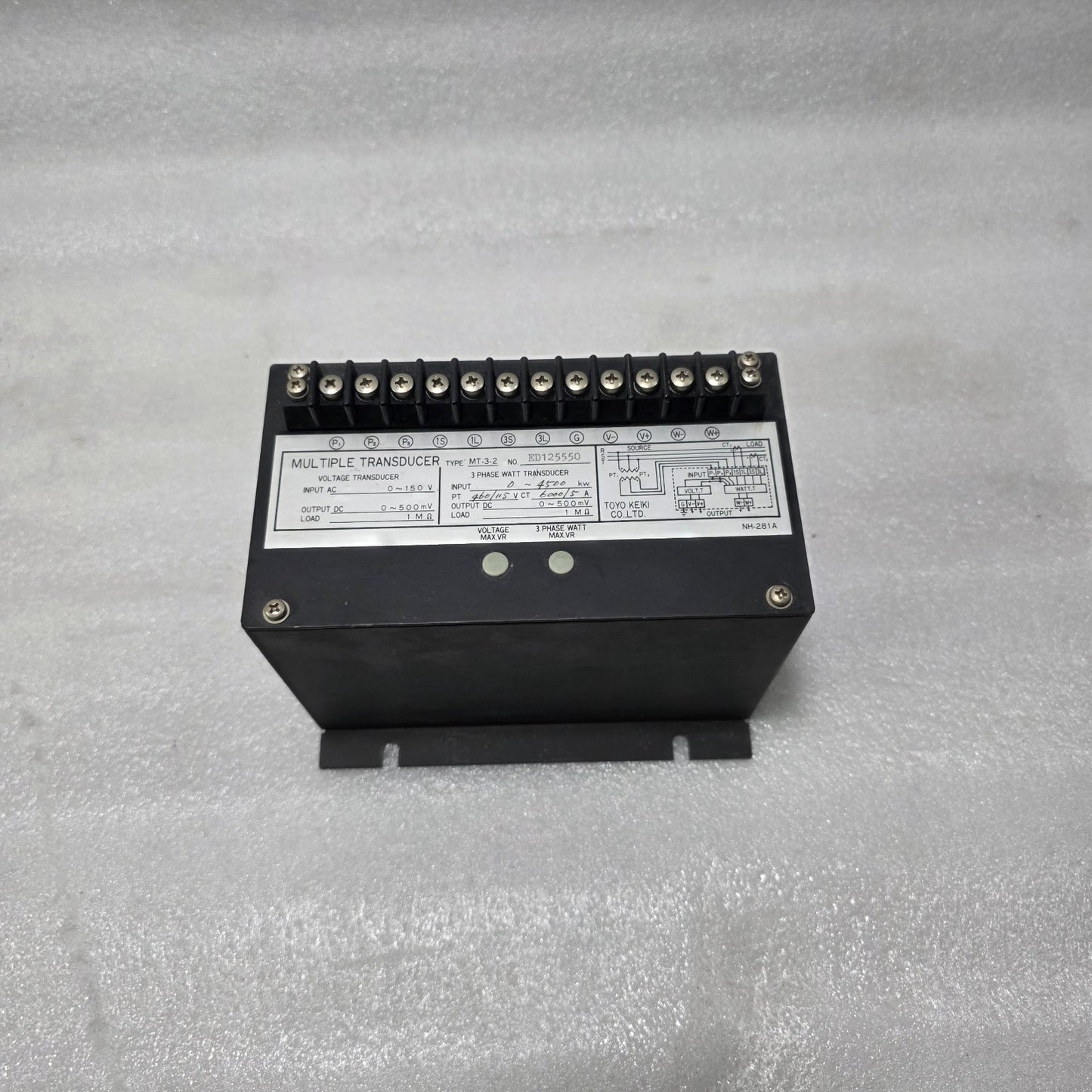 TOYO KEIKI MT-3-2 MULTIPLE TRANSDUCER | 3 PHASE WATT & VOLTAGE TRANSDUCER | PT 4