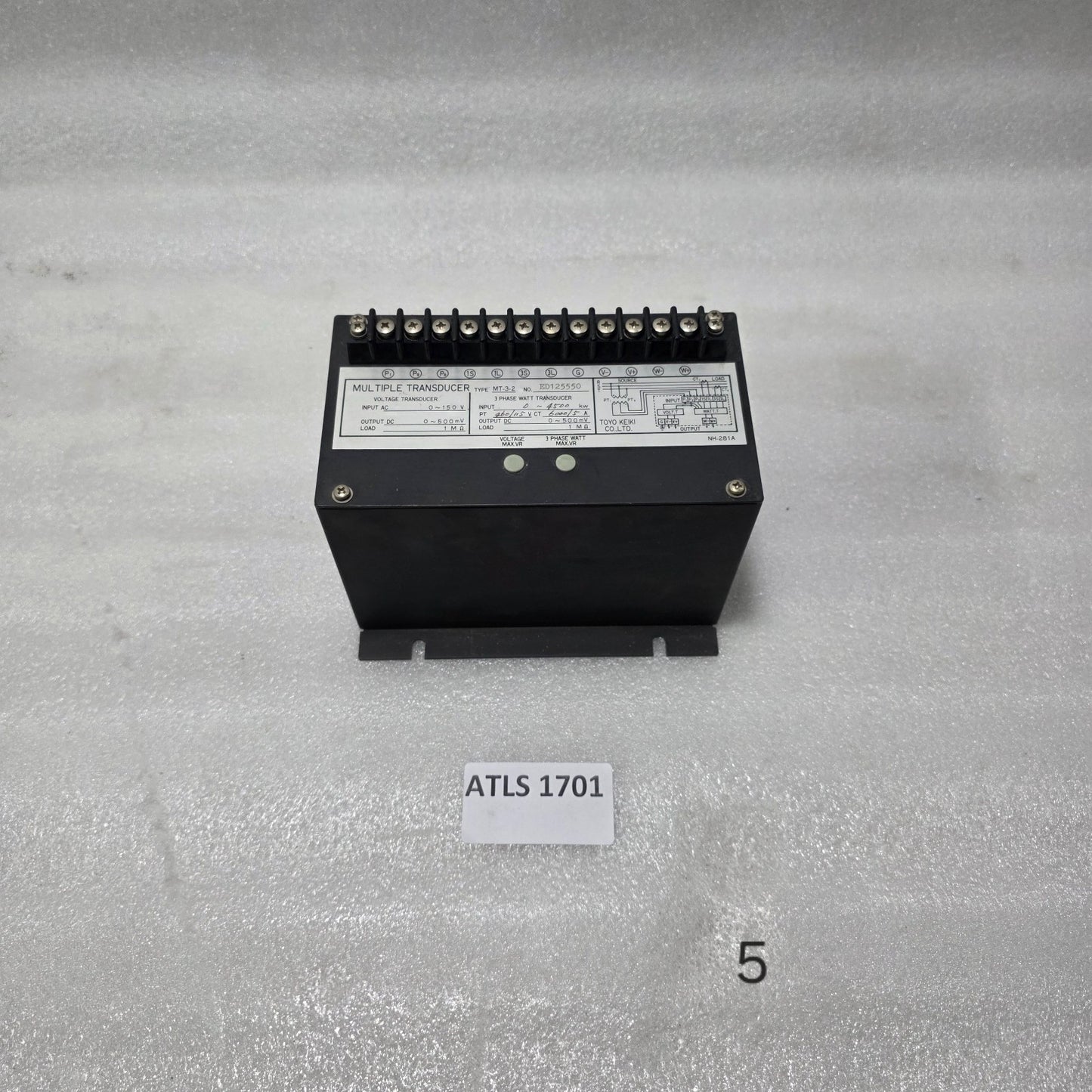 TOYO KEIKI MT-3-2 MULTIPLE TRANSDUCER | 3 PHASE WATT & VOLTAGE TRANSDUCER | PT 4