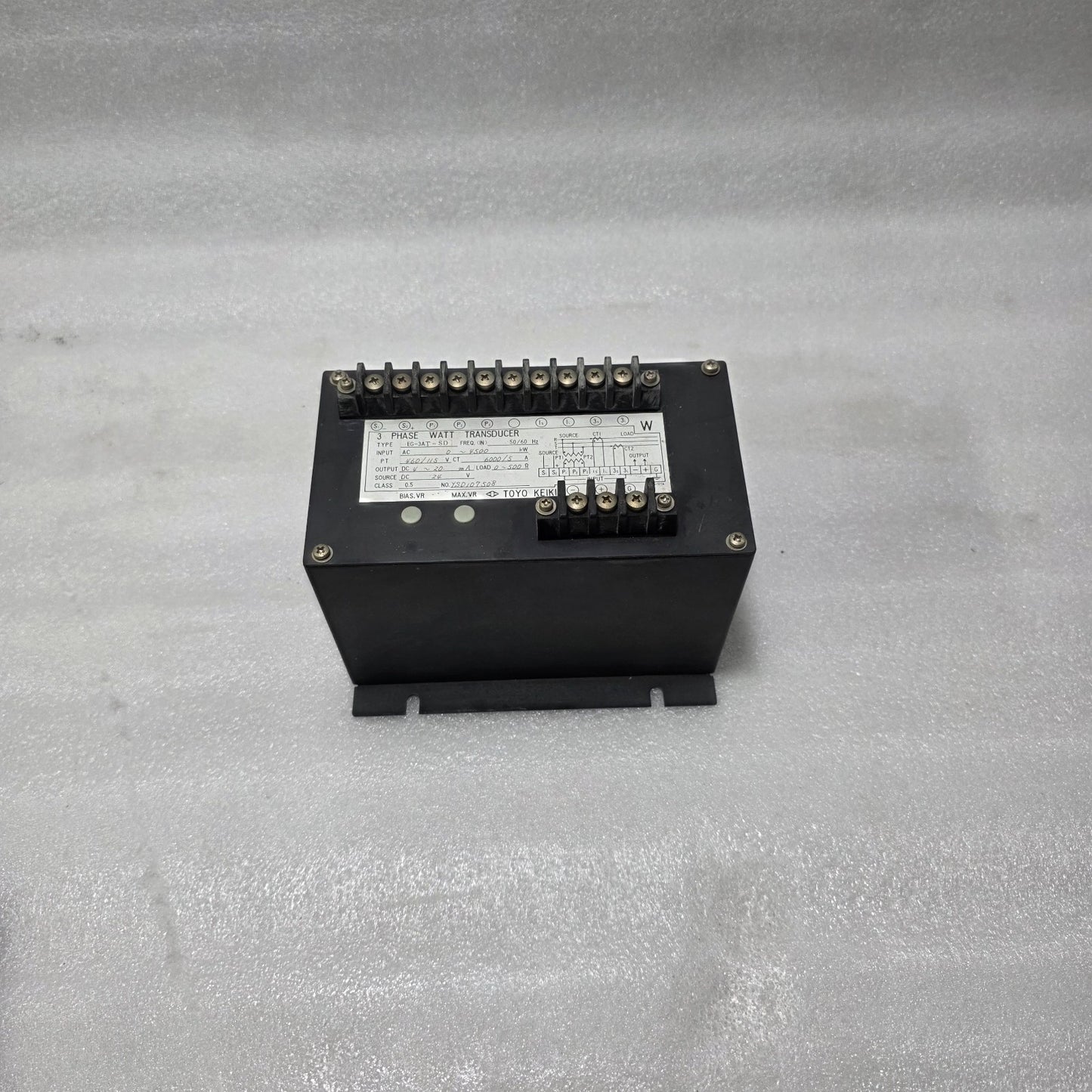 TOYO KEIKI EG-3AT-SD 3 PHASE WATT TRANSDUCER | PT 460/115V | CT 6000/5A | 4–20 M