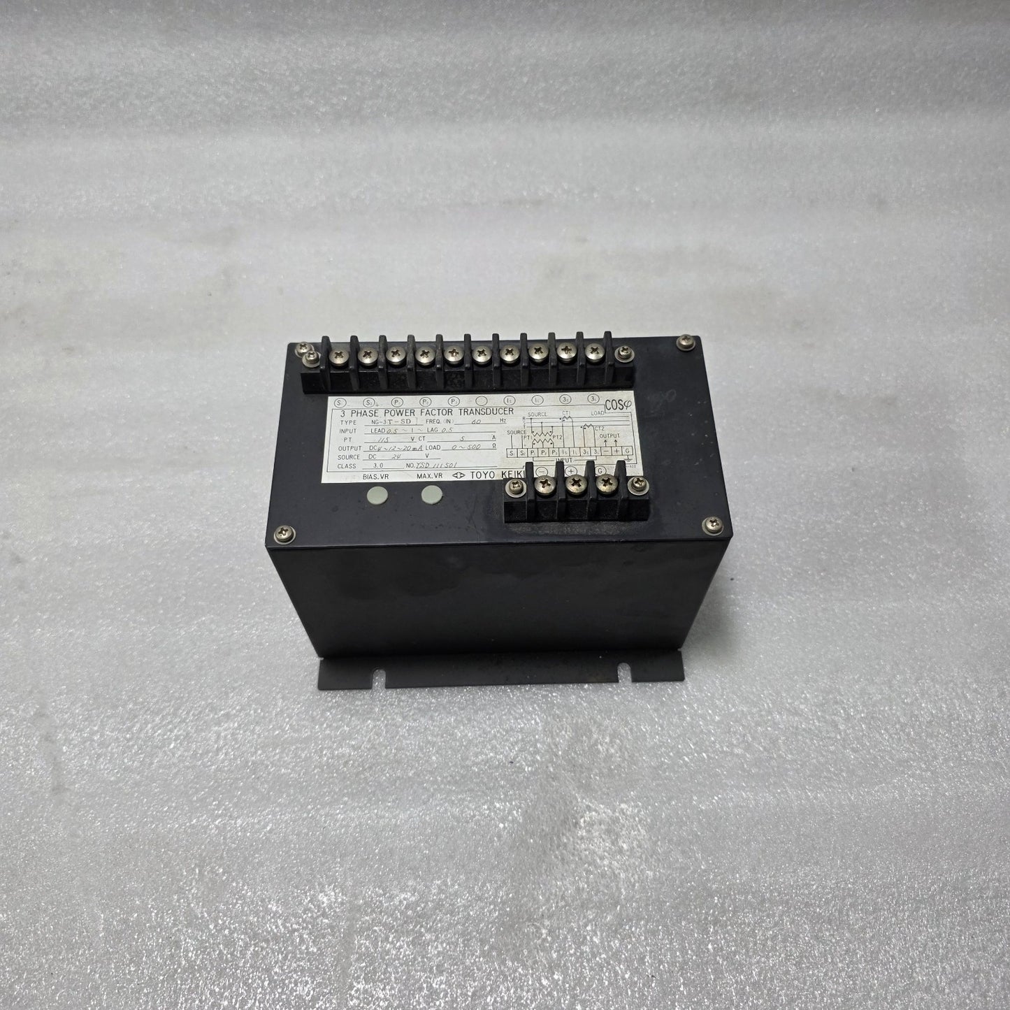 TOYO KEIKI NG-3T-SD 3 PHASE POWER FACTOR TRANSDUCER | COSΦ METER | 4–20MA OUTPUT