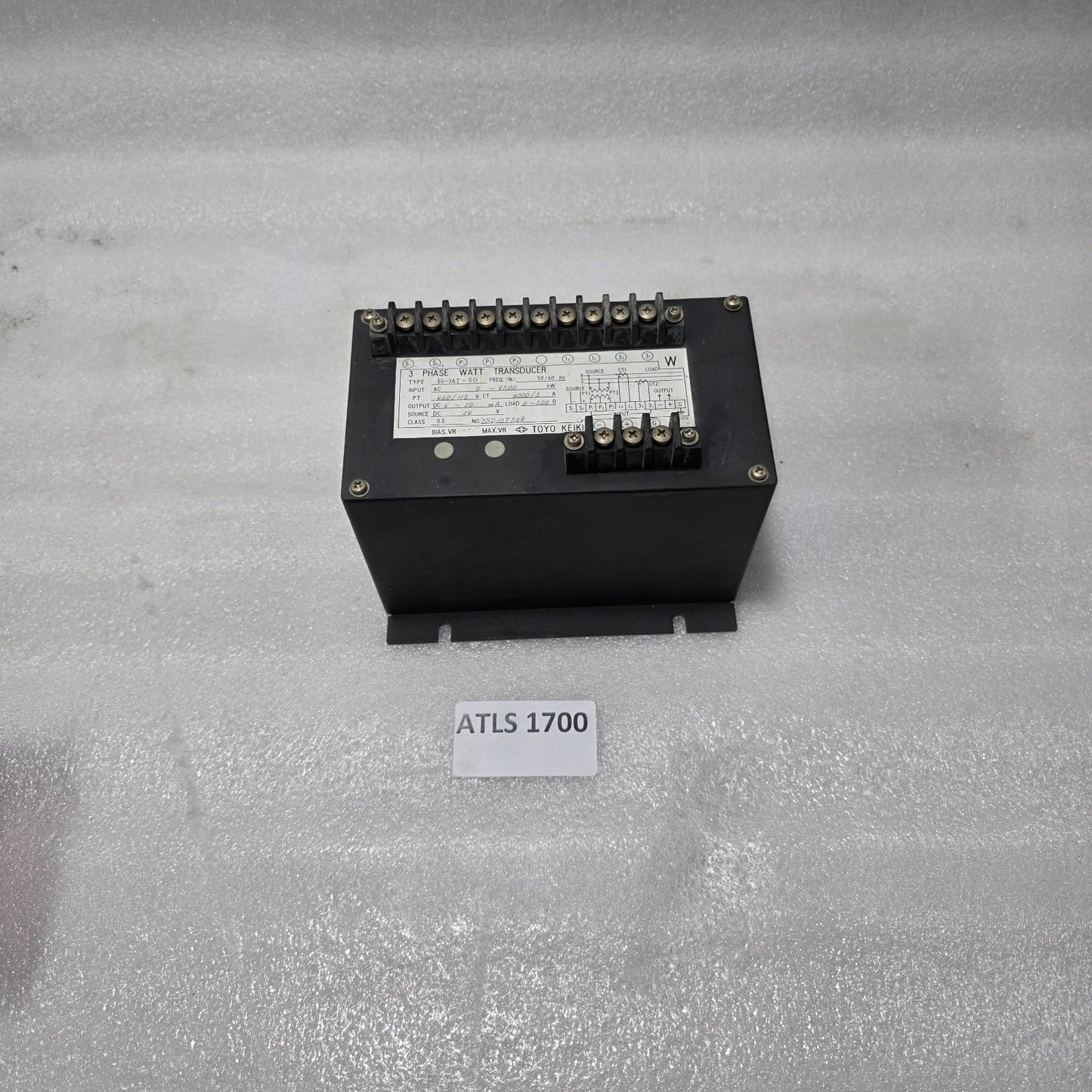 TOYO KEIKI EG-3AT-SD 3 PHASE WATT TRANSDUCER | PT 460/115V | CT 6000/5A | 4–20 M