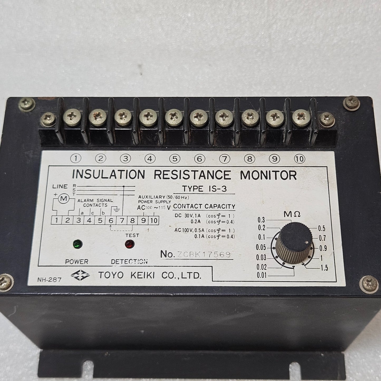 TOYO KEIKI IS-3 INSULATION RESISTANCE MONITOR | ADJUSTABLE 0.01–1.5 MΩ