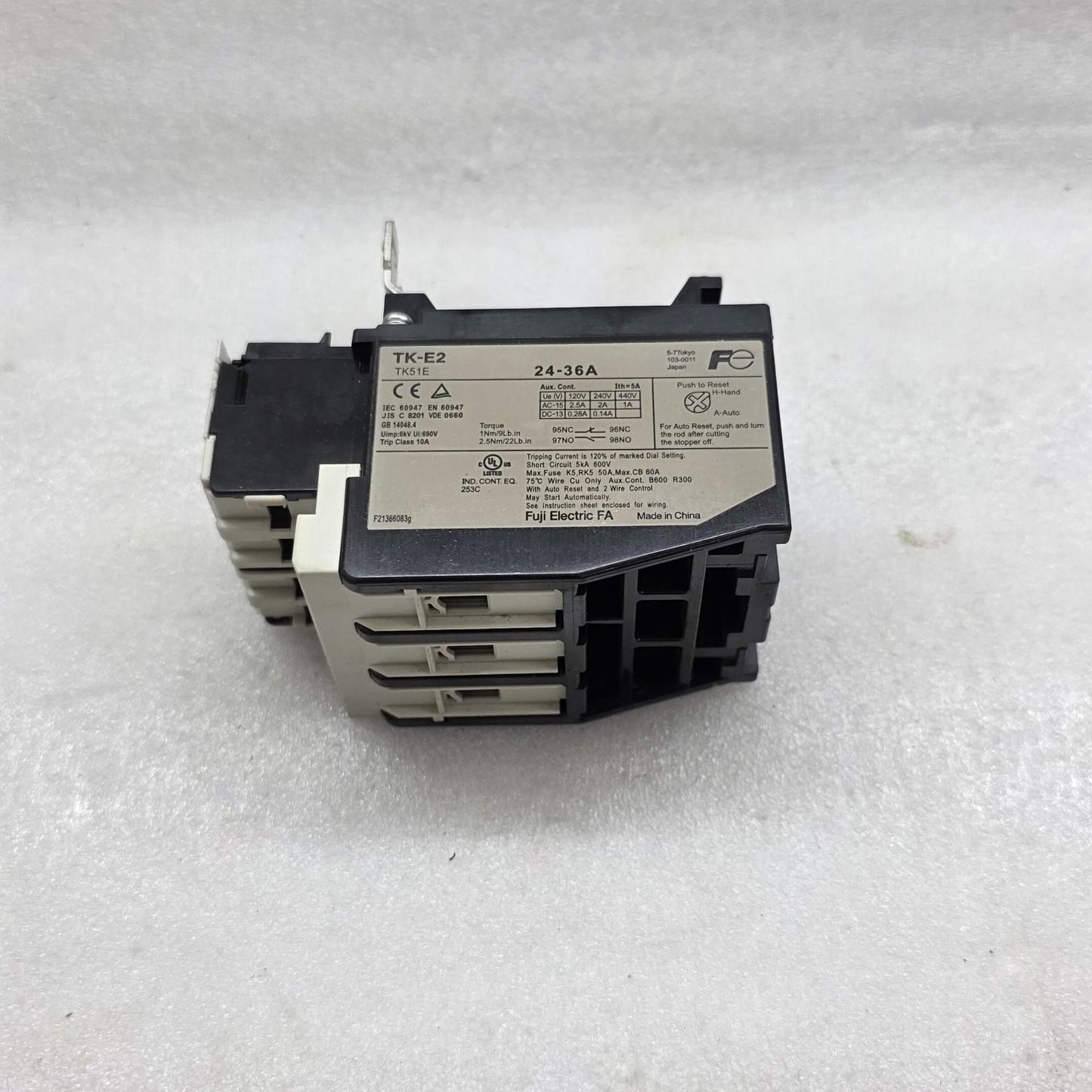 FUJI ELECTRIC TK-E2 THERMAL OVERLOAD RELAY 24-36A