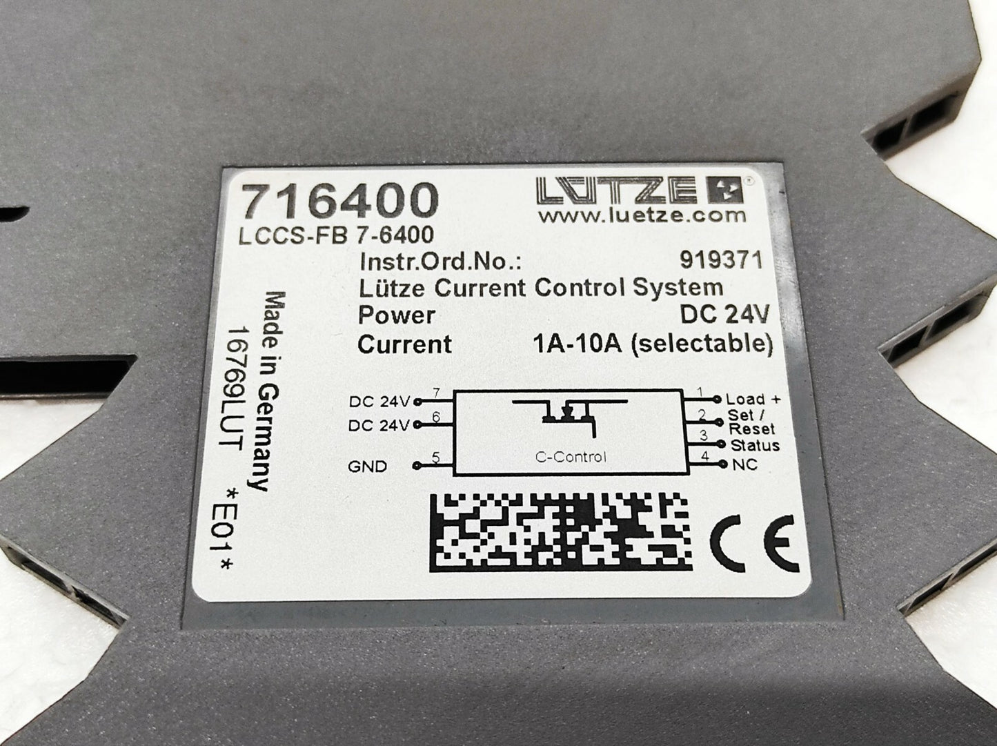 Luetze 716400 Overload Current Control System LCCS-FB 7-6400 24V DC