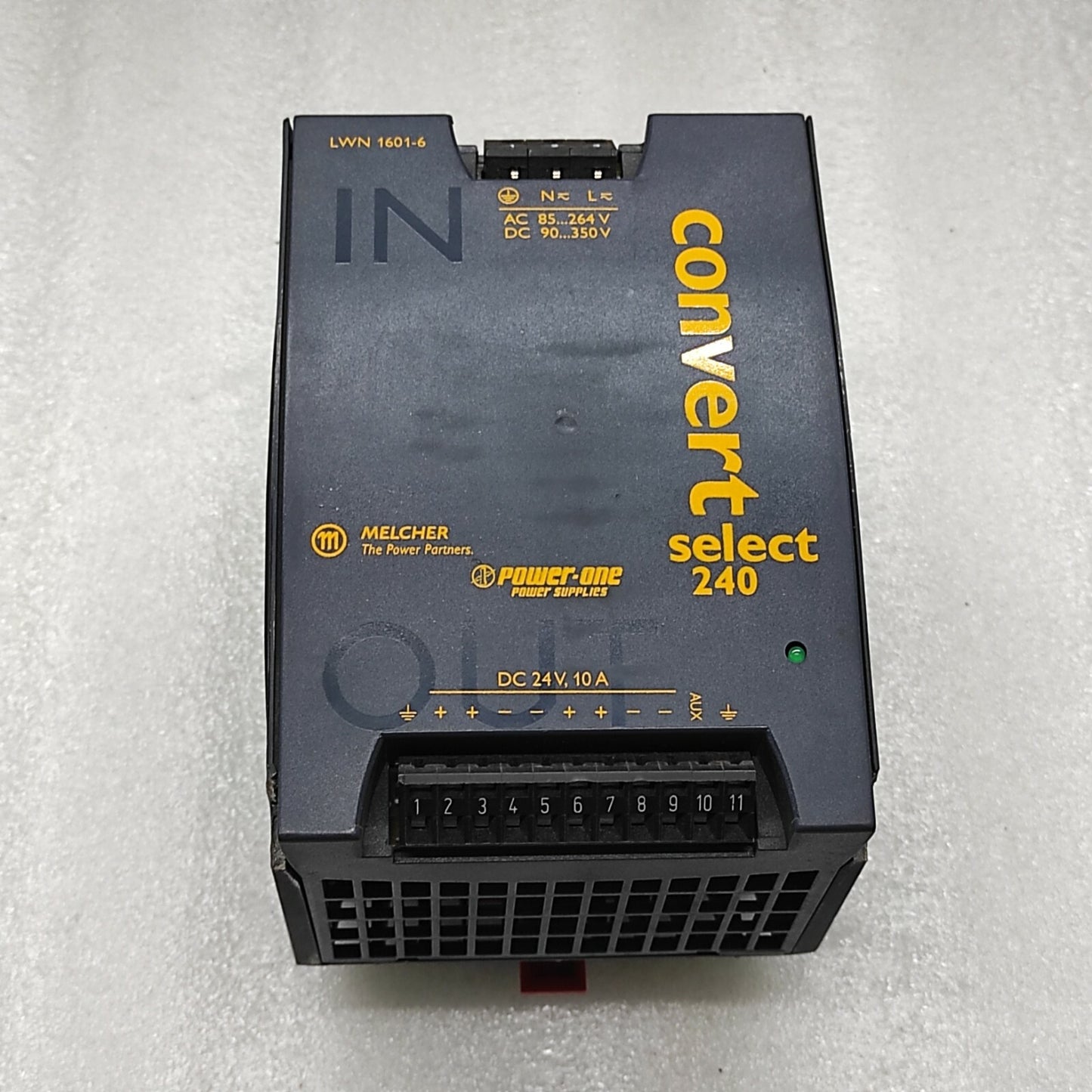 MELCHER POWER-ONE LWN 1601-6 POWER SUPPLY 24VDC 10A - BROKEN/DAMAGED