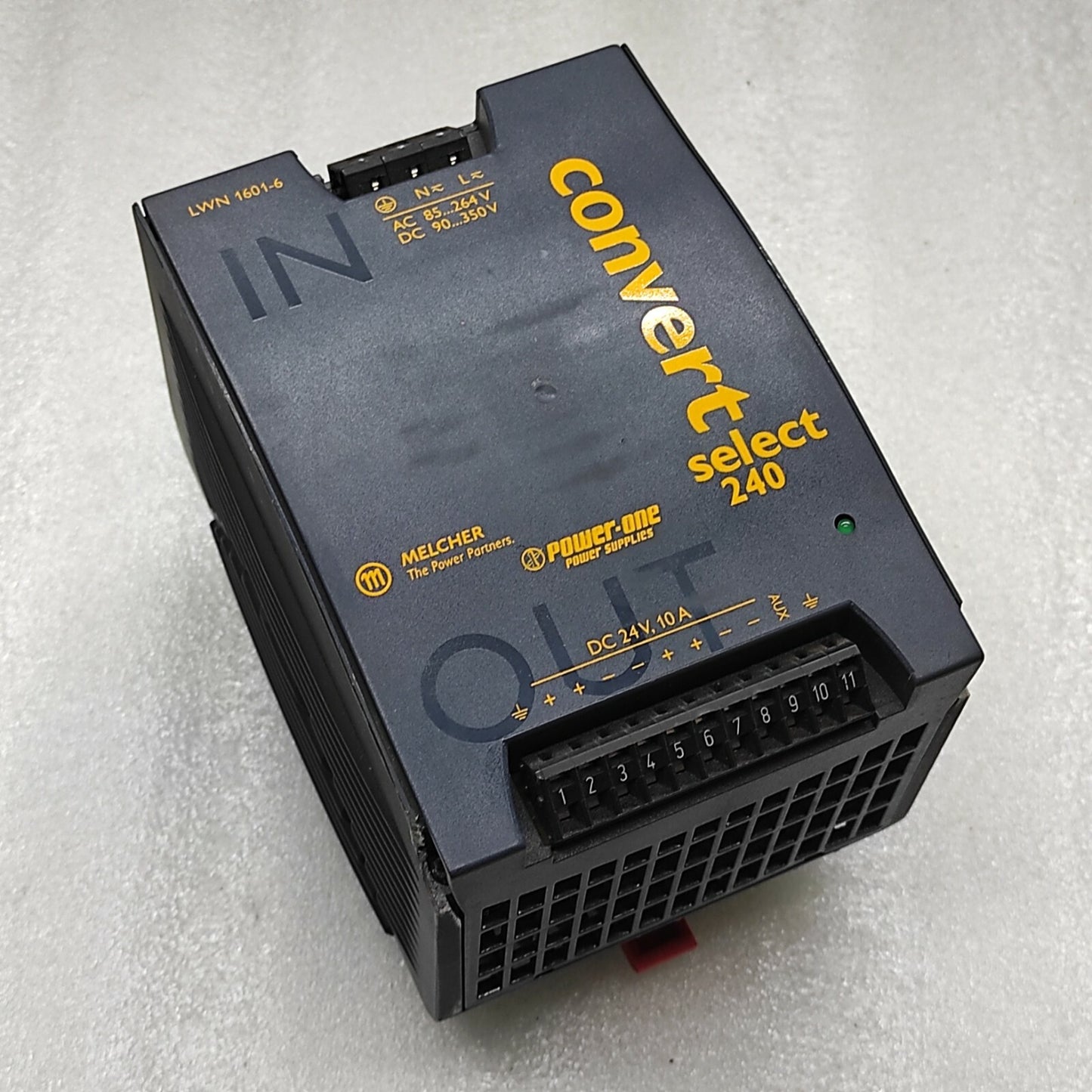 MELCHER POWER-ONE LWN 1601-6 POWER SUPPLY 24VDC 10A - BROKEN/DAMAGED