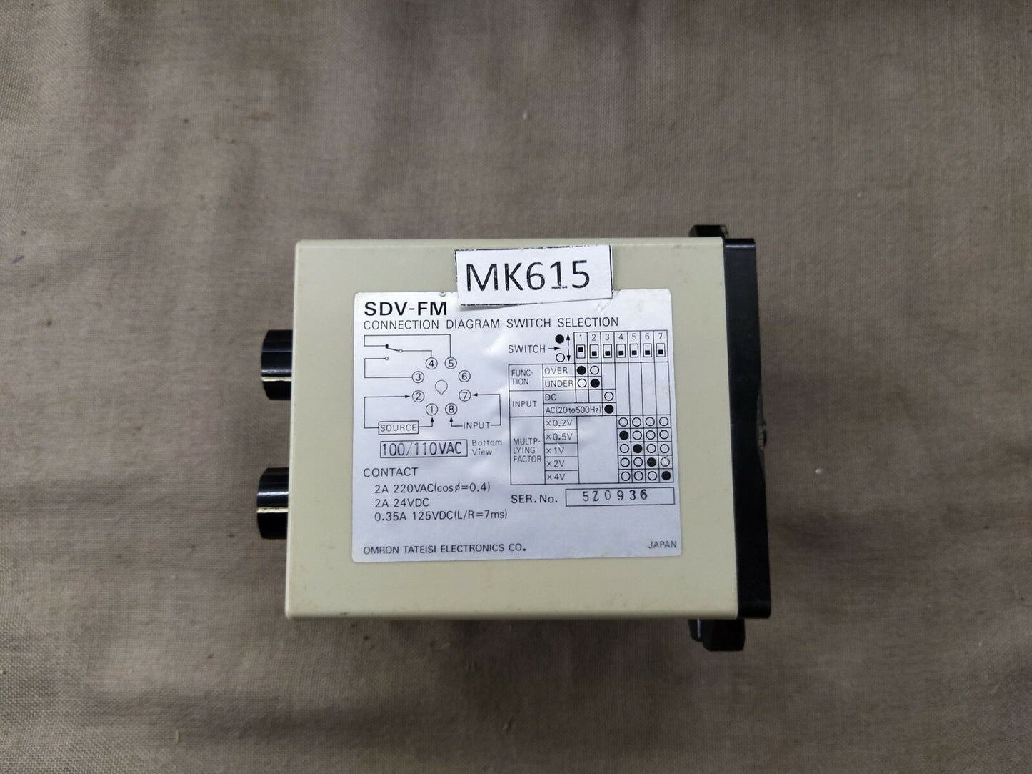 OMRON SDV-FM6 VOLTAGE SENSOR 100-110VAC