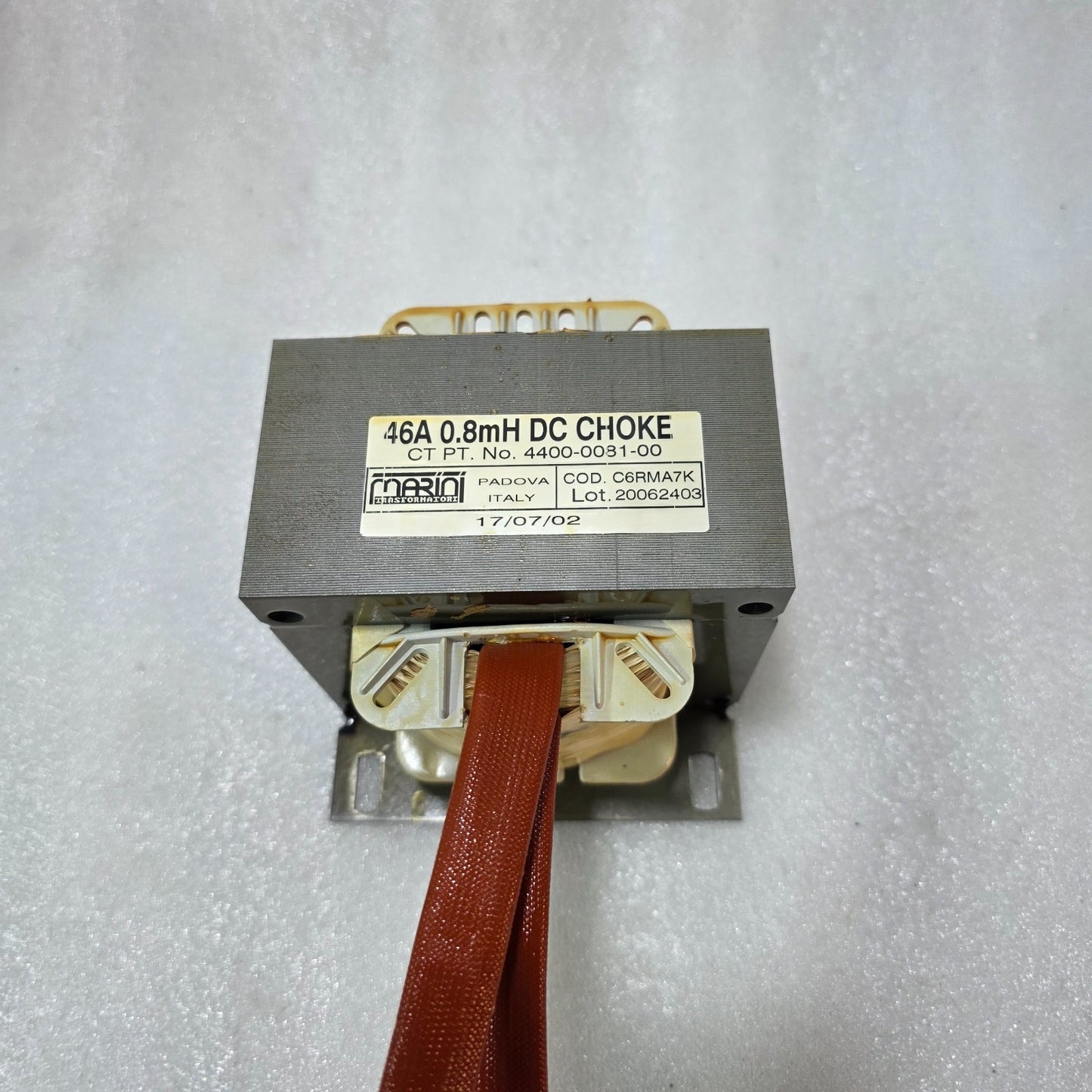 MARIANI TRASFORMATORI 46A 0.8MH DC CHOKE 4400-0081-00 INDUSTRIAL INDUCTOR ITALY