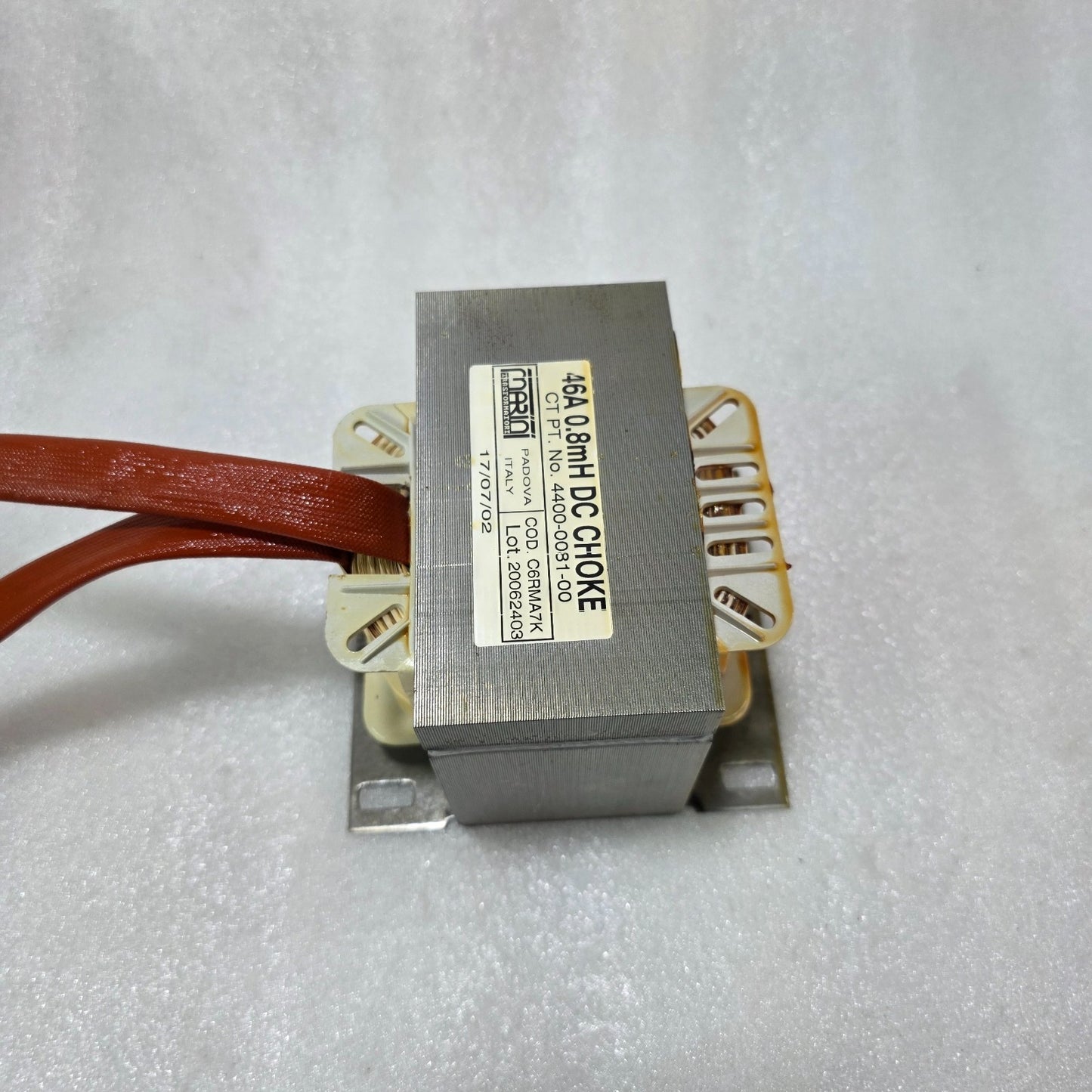 MARIANI TRASFORMATORI 46A 0.8MH DC CHOKE 4400-0081-00 INDUSTRIAL INDUCTOR ITALY