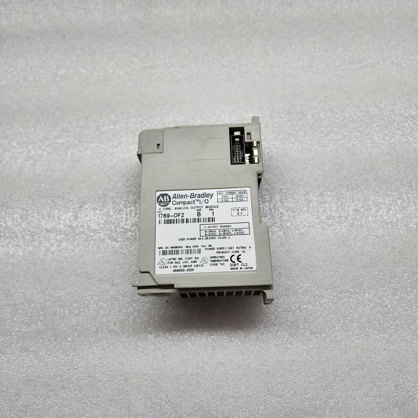 ALLEN BRADLEY CAT 1769-OF2 2CH ANALOG OUTPUT MODULE
