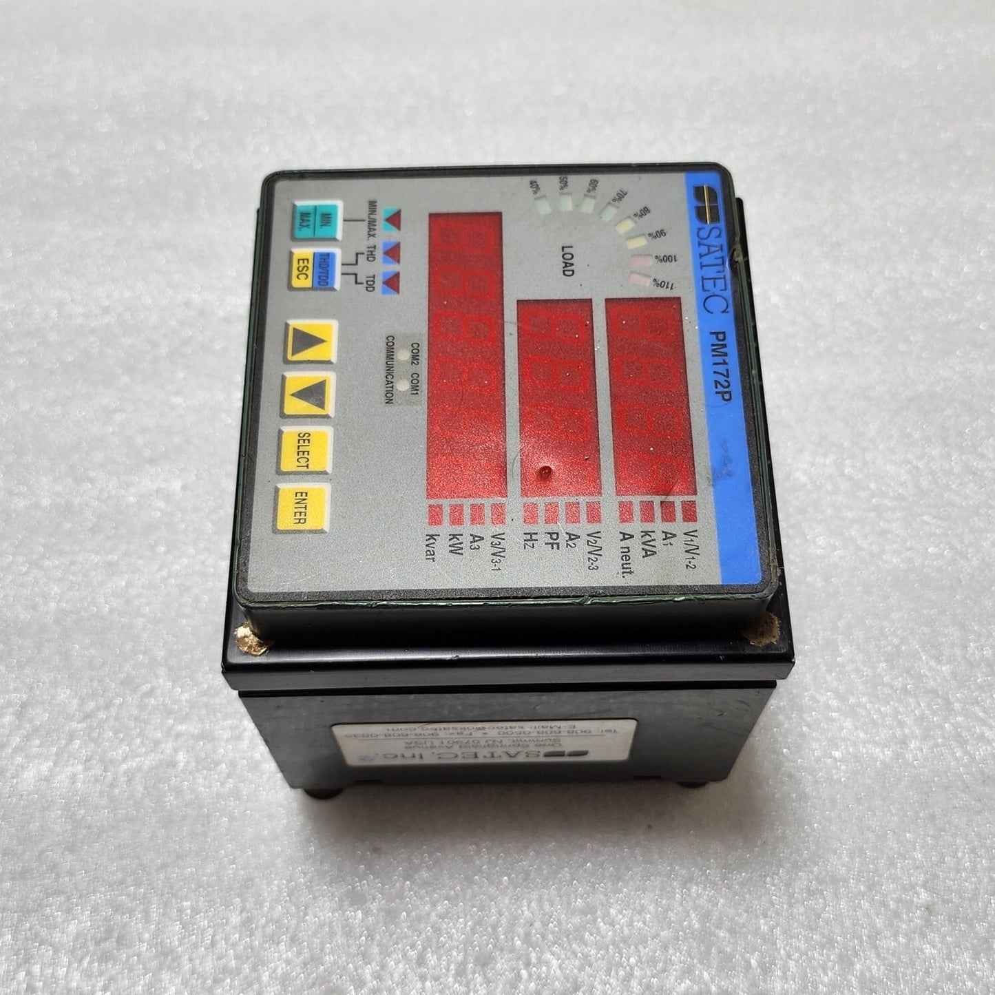 SATEC PM172P POWER & REVENUE METER 172P-BRL 90-264VAC/85-290VDC