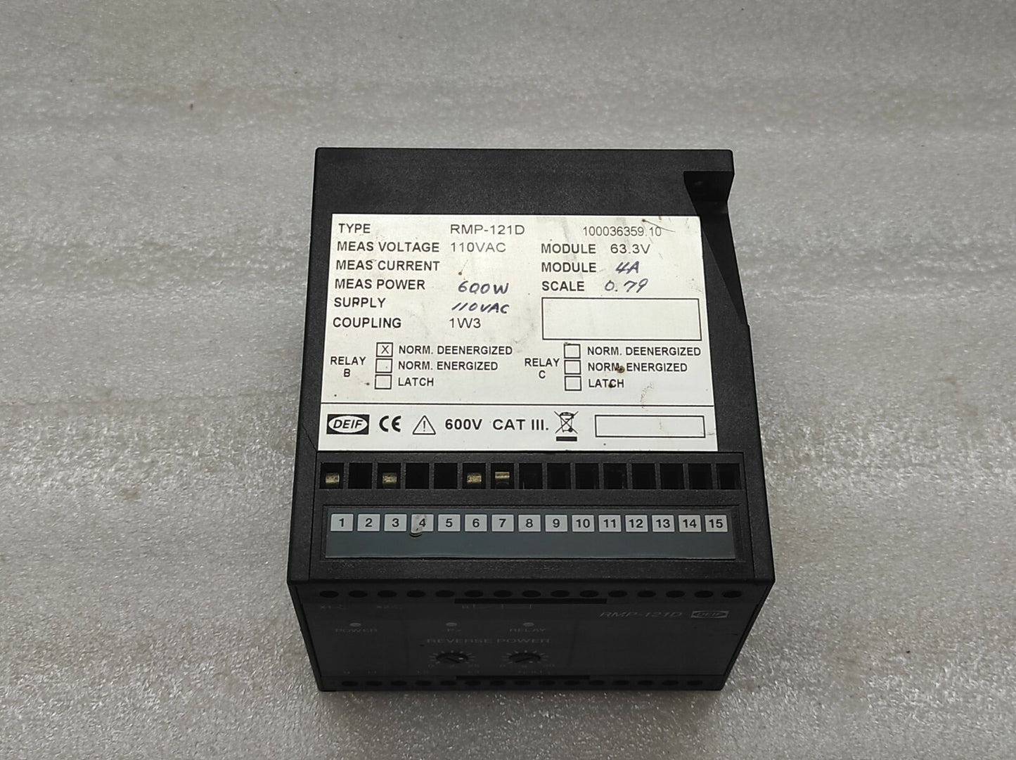 DEIF RMP-121D REVERSE POWER RELAY 110VAC