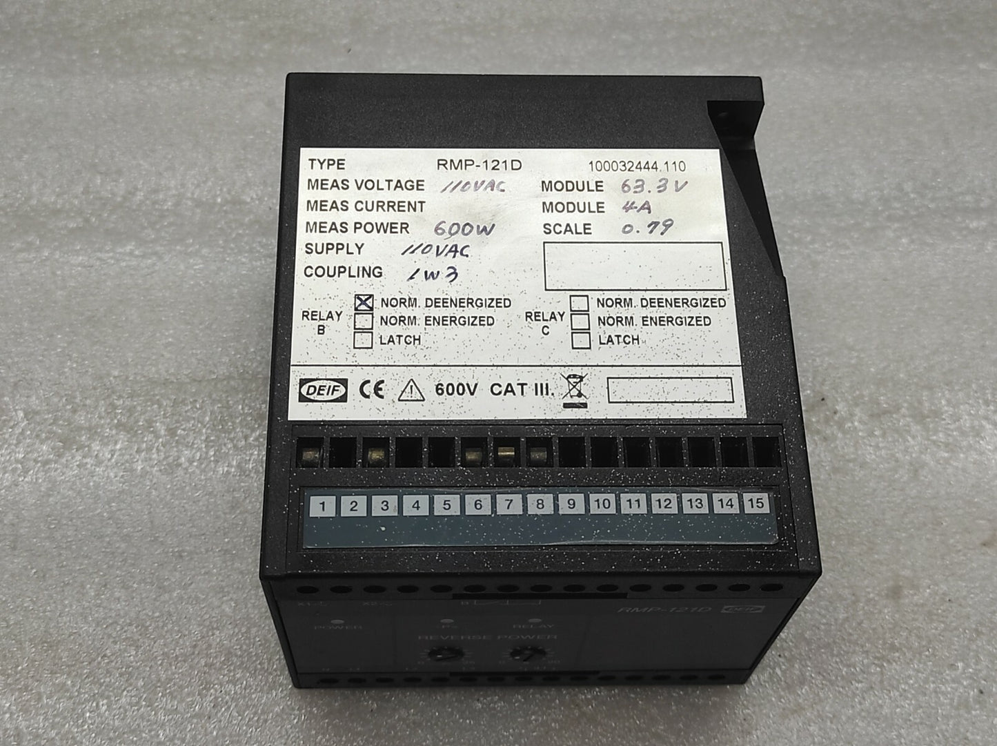 DEIF RMP-121D REVERSE POWER RELAY 110VAC