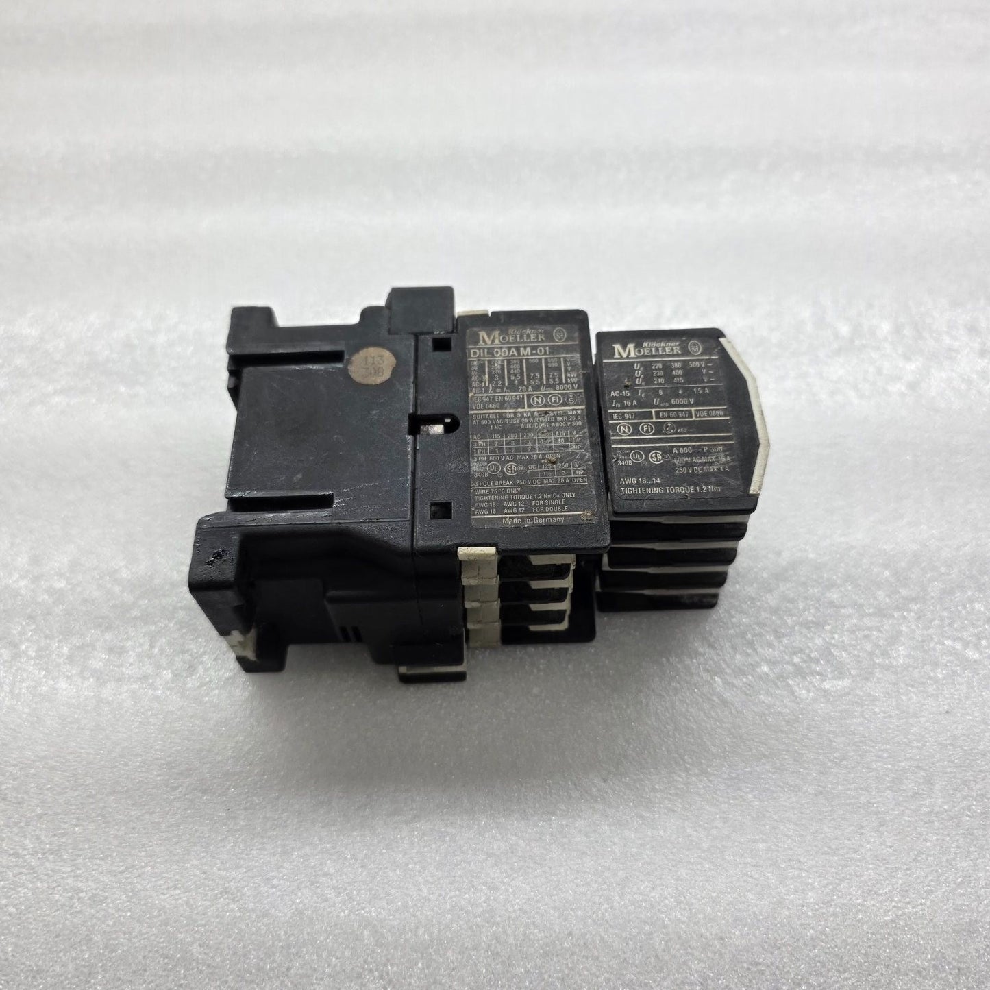 MOELLER DIL00AM-01 CONTACTOR COIL VOLTAGE 190-220V AUXILIARY 04 DIL
