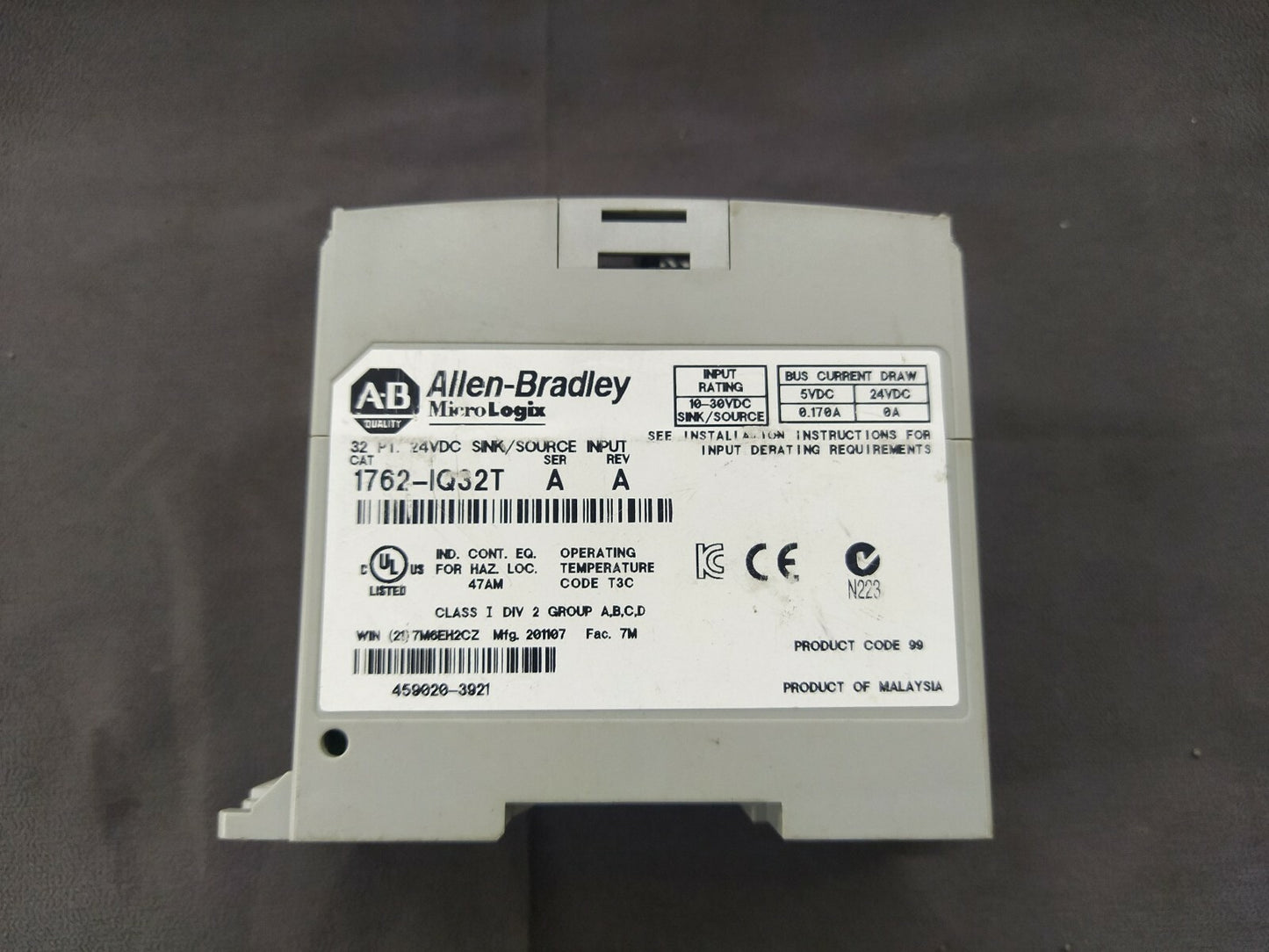 Allen Bradley Micro Logix CAT 1762-IQ32T Expansion I/O Module