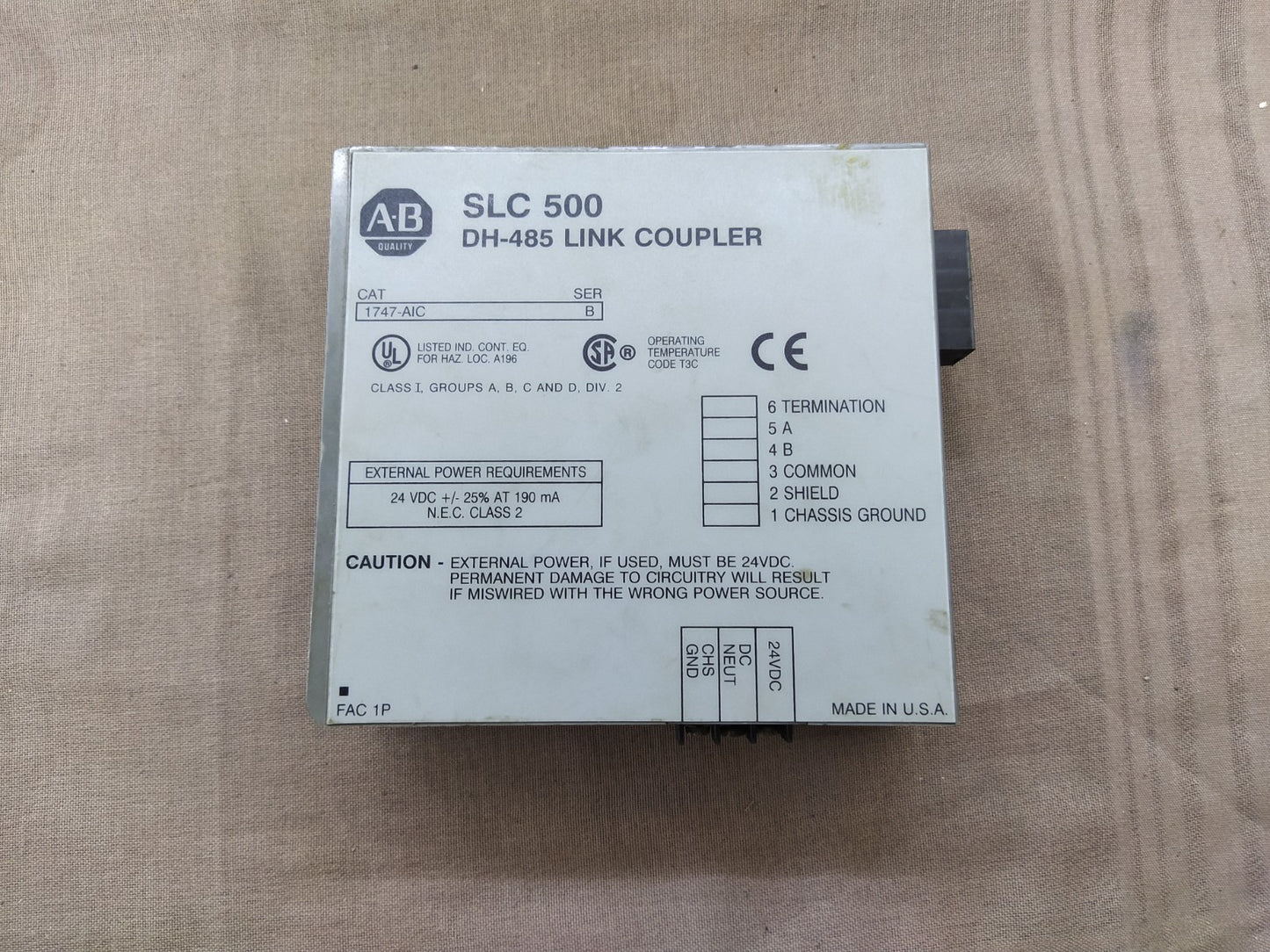 ALLEN BRADLEY SLC 500 DH-485 LINK COUPLER CAT 1747-AIC SERIES B