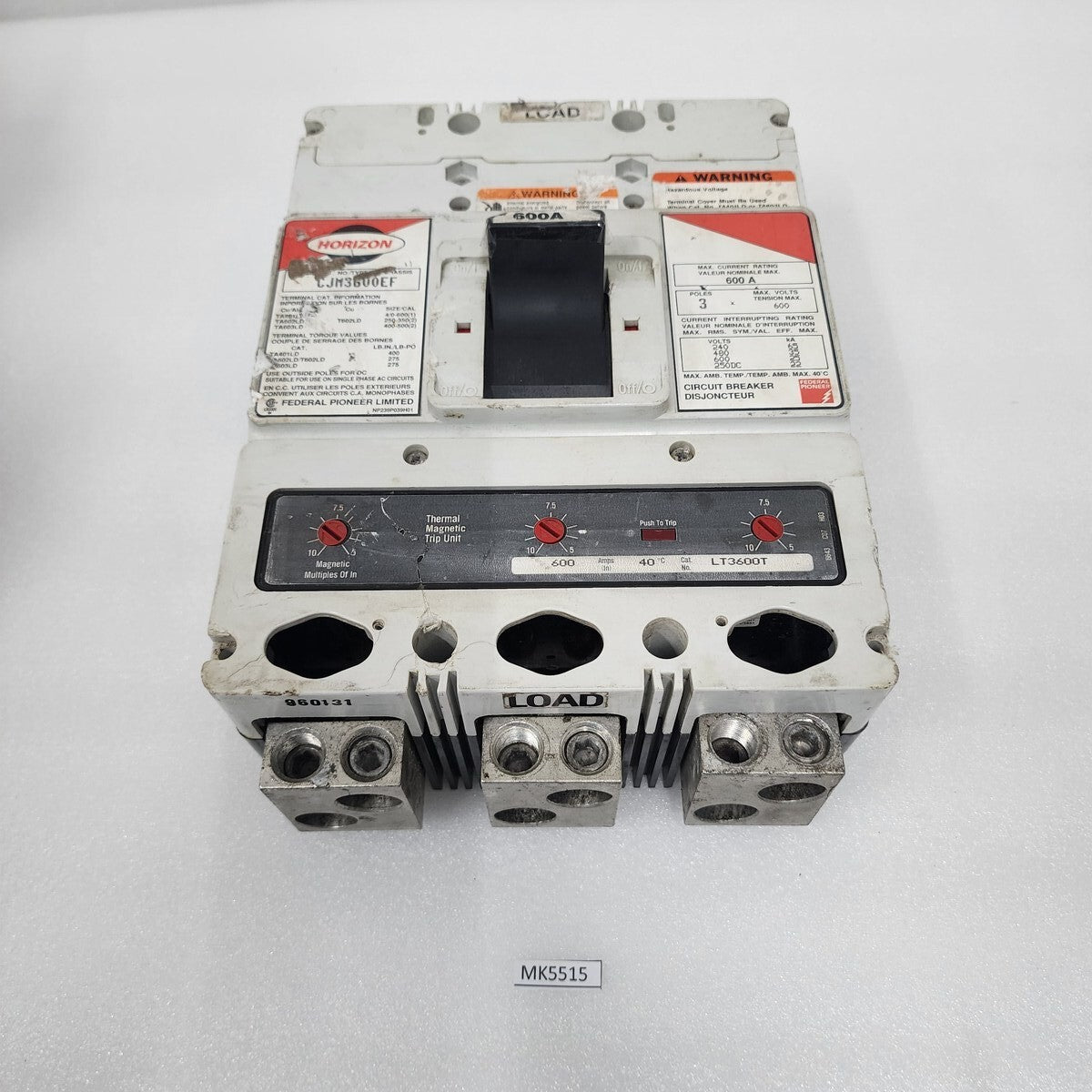 HORIZON CJM3600EF 3-POLE CIRCUIT BREAKER 600A
