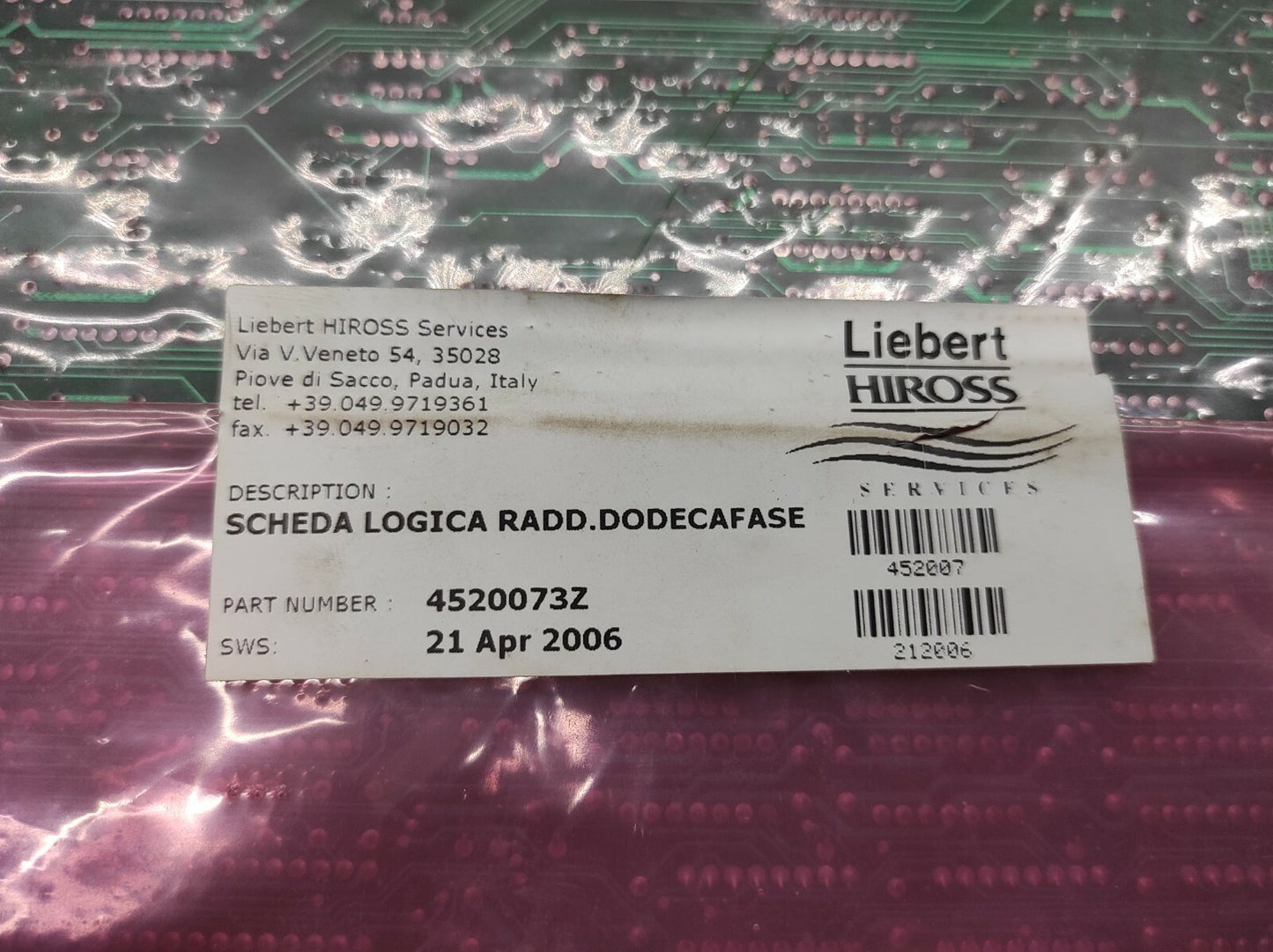 LIEBERT HIROSS 4520073Z SCHEDA LOGICA RADD DODECAFASE SICE 0210254S-B