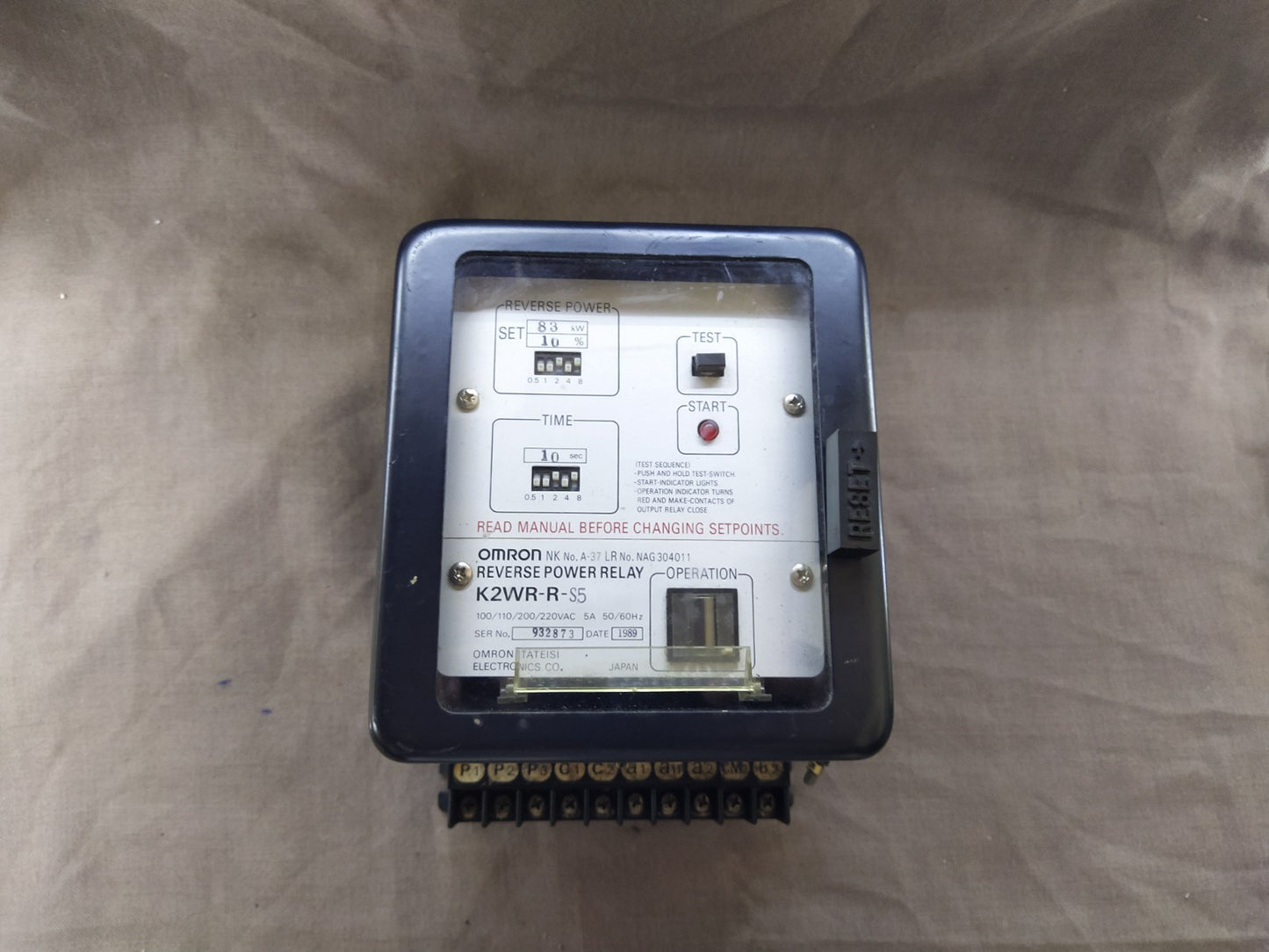 OMRON K2WR-R-S5 REVERSE POWER RELAY