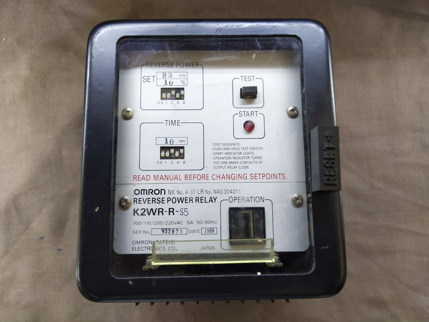 OMRON K2WR-R-S5 REVERSE POWER RELAY