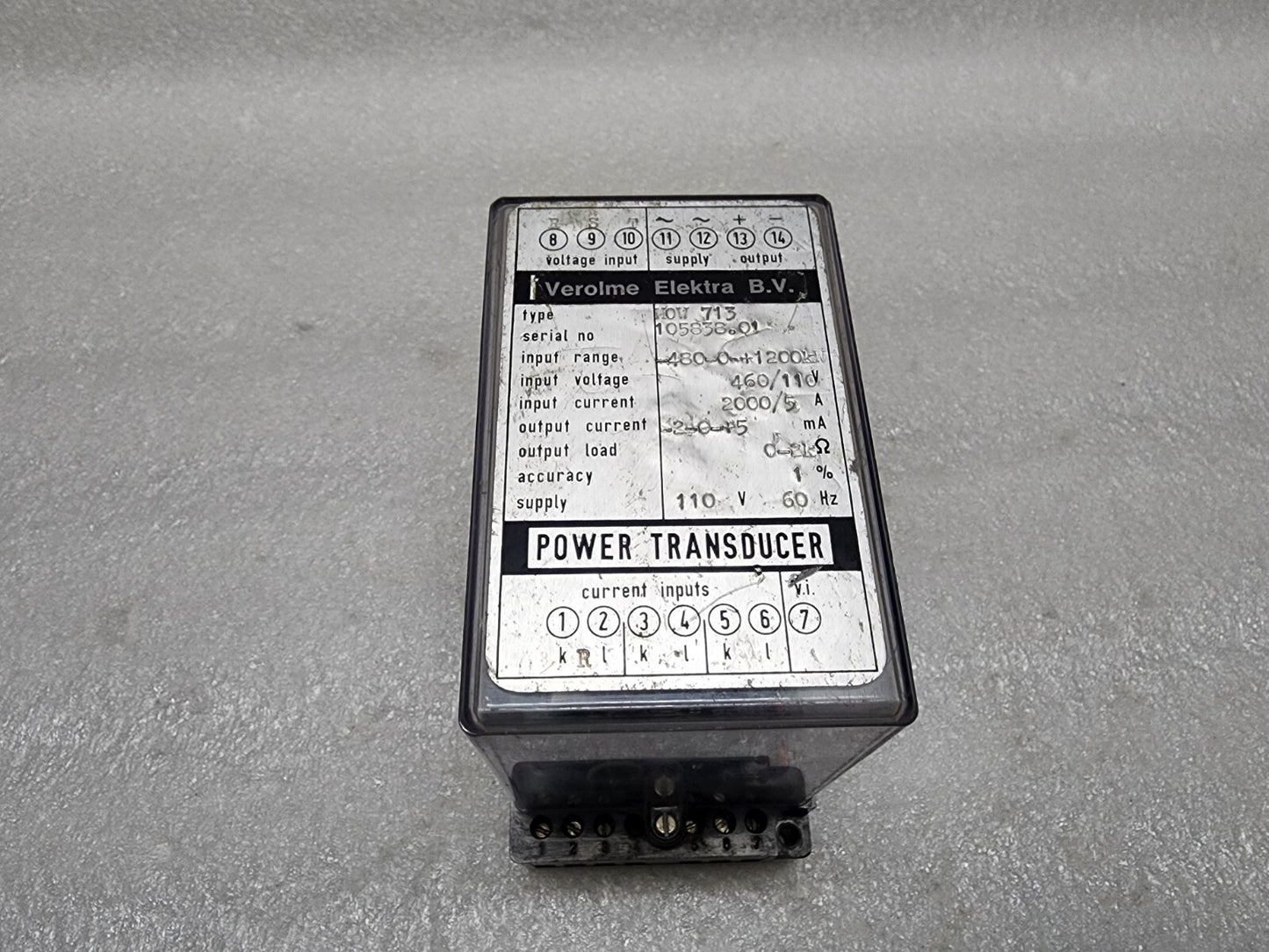 VEROLME ELEKTRA 10V 713 POWER TRANSDUCER 110V