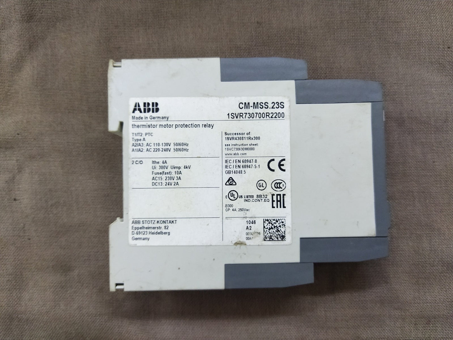 ABB CM-MSS.23S THERMISTOR MOTOR PROTECTION RELAY 1SVR730700R2200