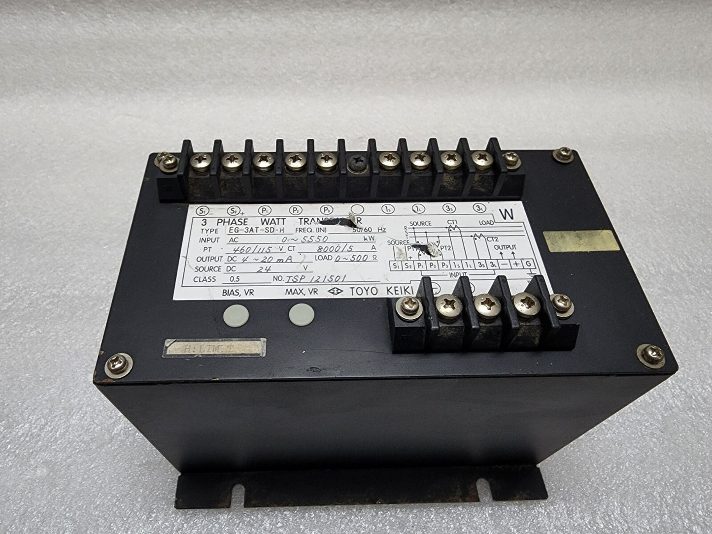 TOYO KEIKI EG-3AT-S-H 3-PHASE WATT TRANSDUCER