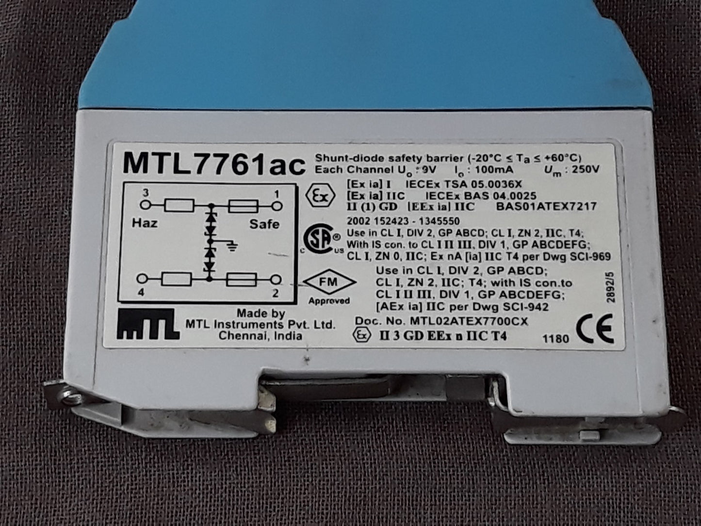 MTL INSTRUMENTS MTL 7761AC SHUNT DIODE SAFETY BARRIER