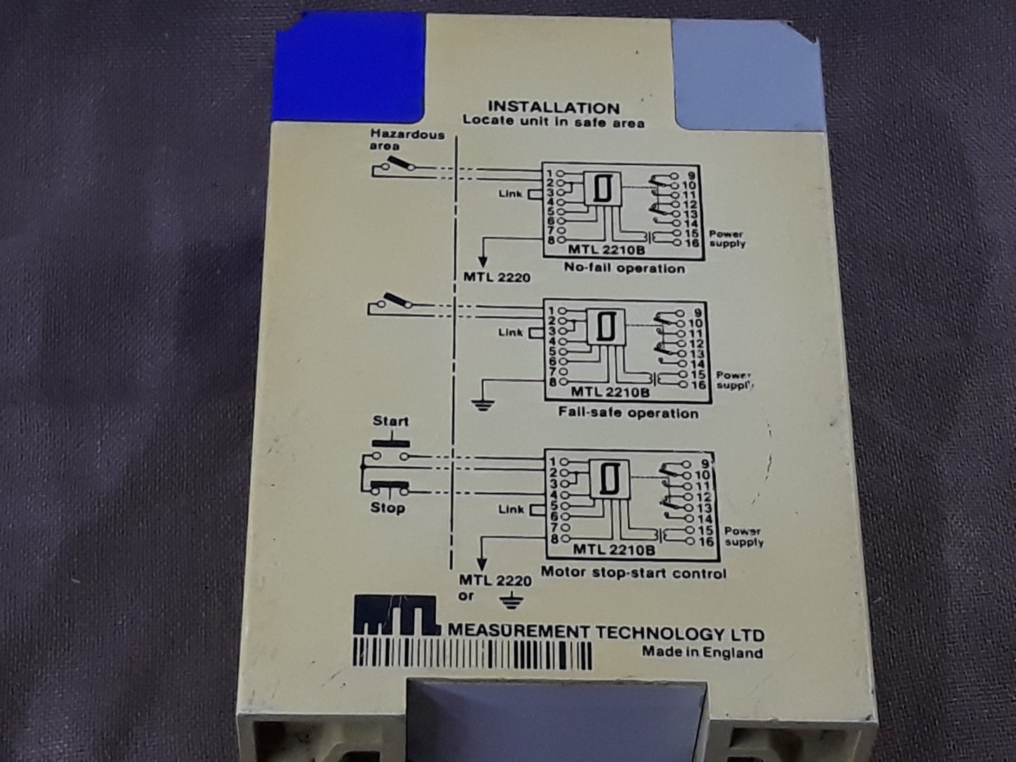 MEASUREMENT TECHNOLOGY MTL 2210B 1 CHANNEL SWITCH OPERATED RELAY