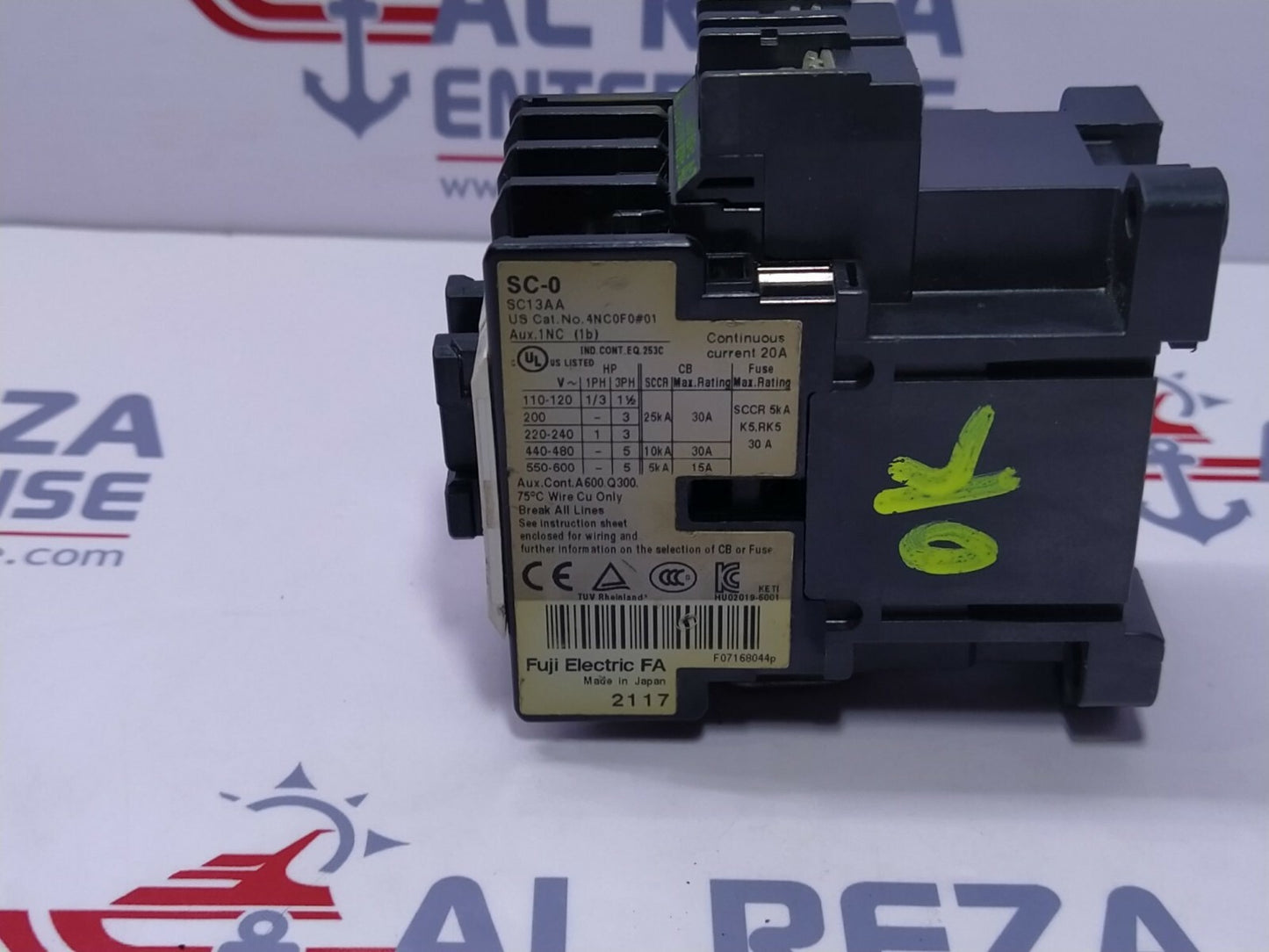FUJI ELECTRIC SC-0 MAGNETIC CONTACTOR 3-POLE 20A MOTOR CONTACTOR, COIL 100-110V