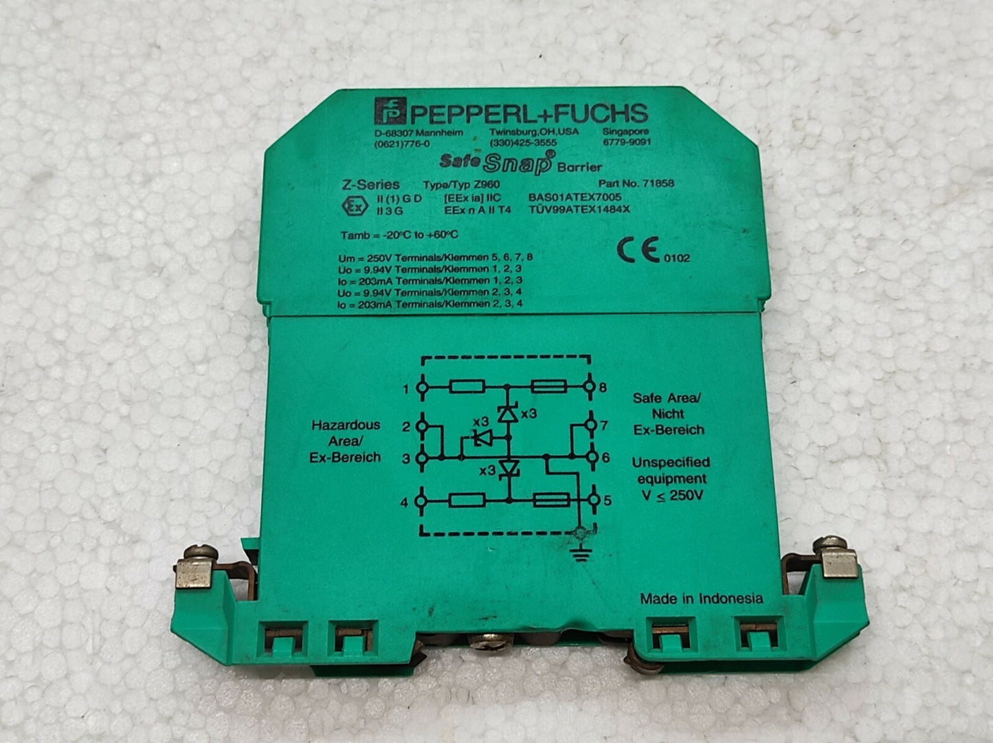 Pepperl + Fuchs Z960 Zener Barrier 71858