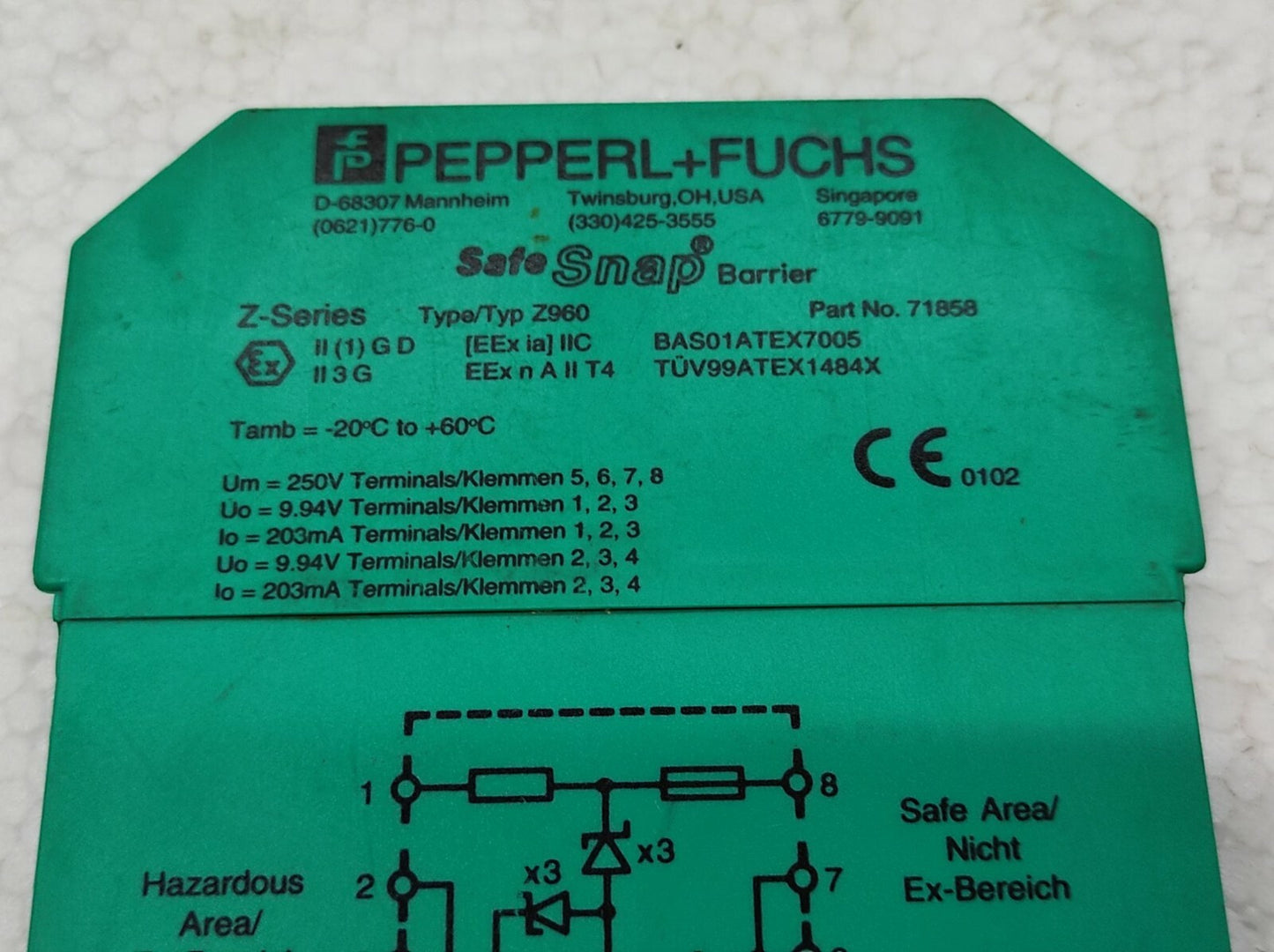 Pepperl + Fuchs Z960 Zener Barrier 71858