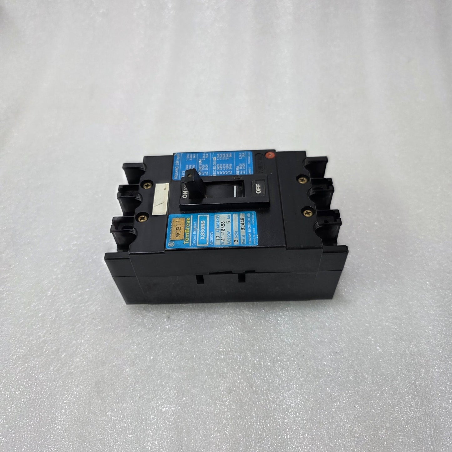 TERASAKI TEMBREAK XS30NS MCCB 10A 3 POLE | 5KA BREAKING CAPACITY | AC600V