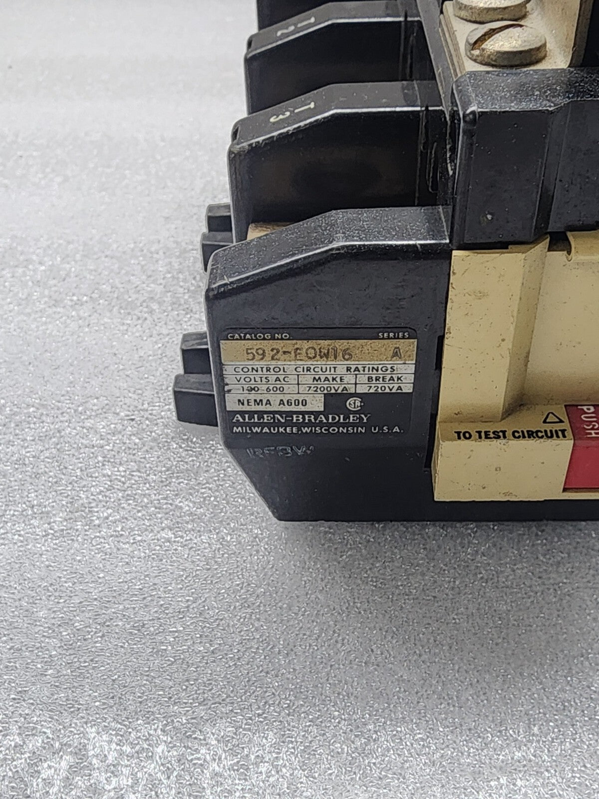 ALLEN BRADLEY CAT 592-EOW16 OVERLOAD RELAY SER A