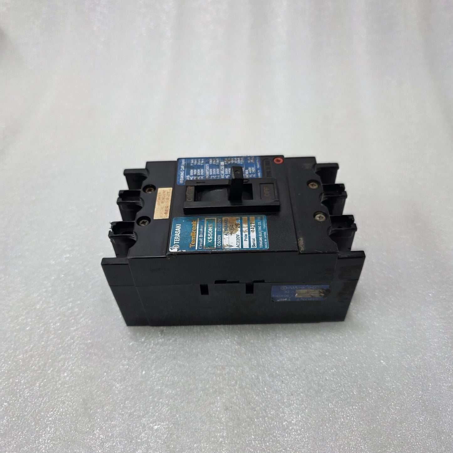 TERASAKI TEMBREAK XS50NS MCCB 15A 3 POLE | 25KA BREAKING CAPACITY | AC600V/DC250