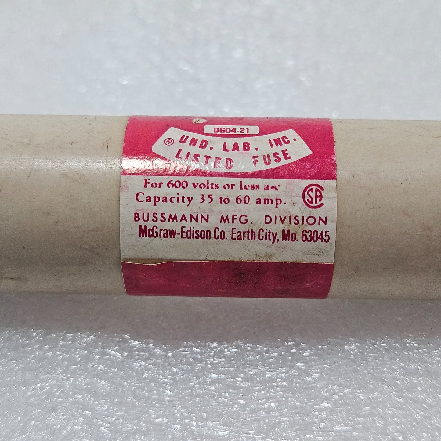 BUSSMANN RES-35 SUPER-LAG RENEWABLE FUSE 35A 600V INDUSTRIAL CARTRIDGE FUSE (MCG
