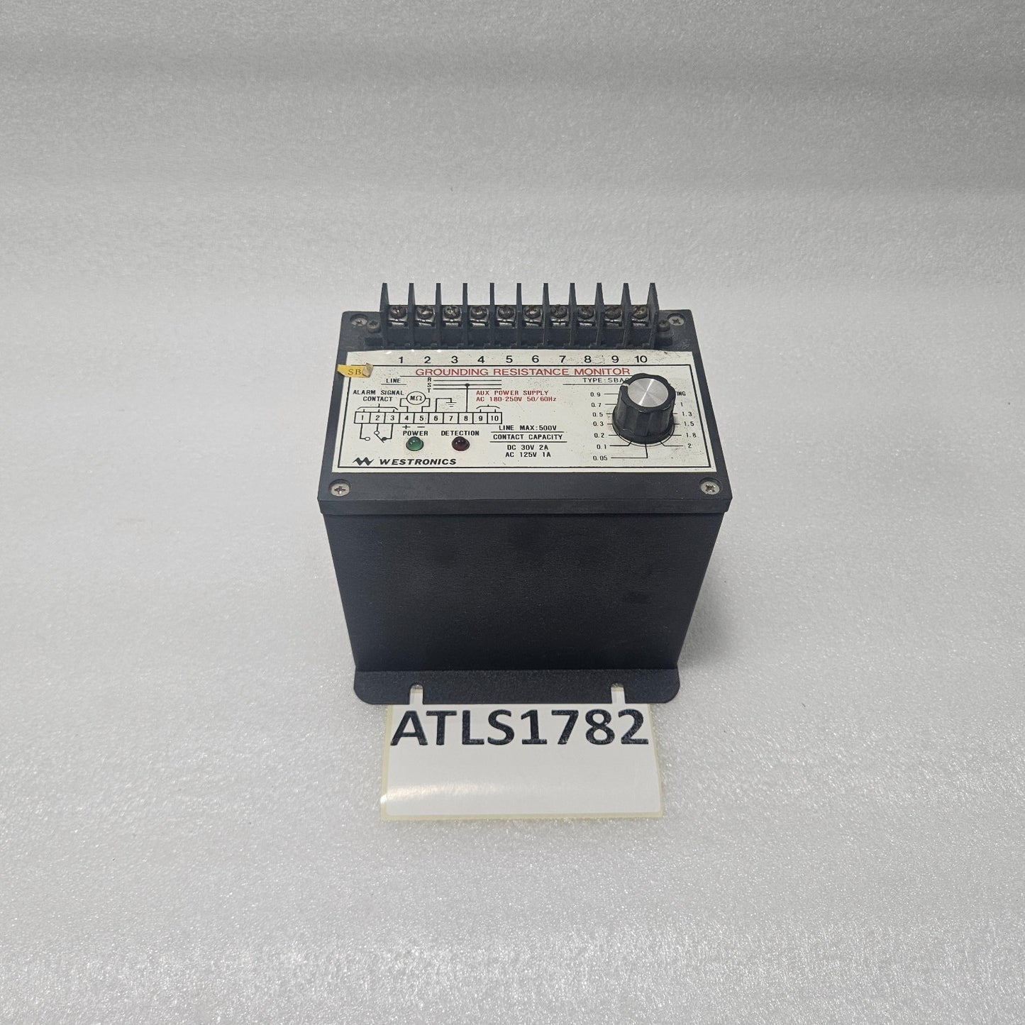 WESTRONICS SBAG-202 GROUNDING RESISTANCE MONITOR AC 180–250V 500V LINE