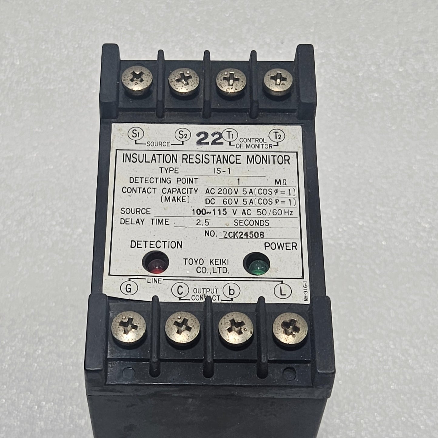 TOYO KEIKI IS-1 INSULATION RESISTANCE MONITOR 100–115VAC 1MΩ