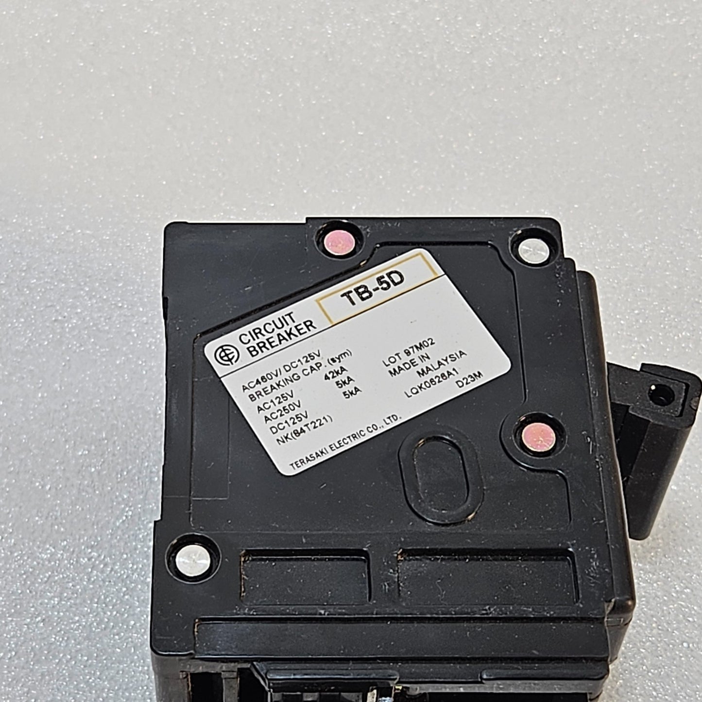 TERASAKI TB-5D 2-POLE CIRCUIT BREAKER 20A AC/DC 480V MADE IN MALAYSIA