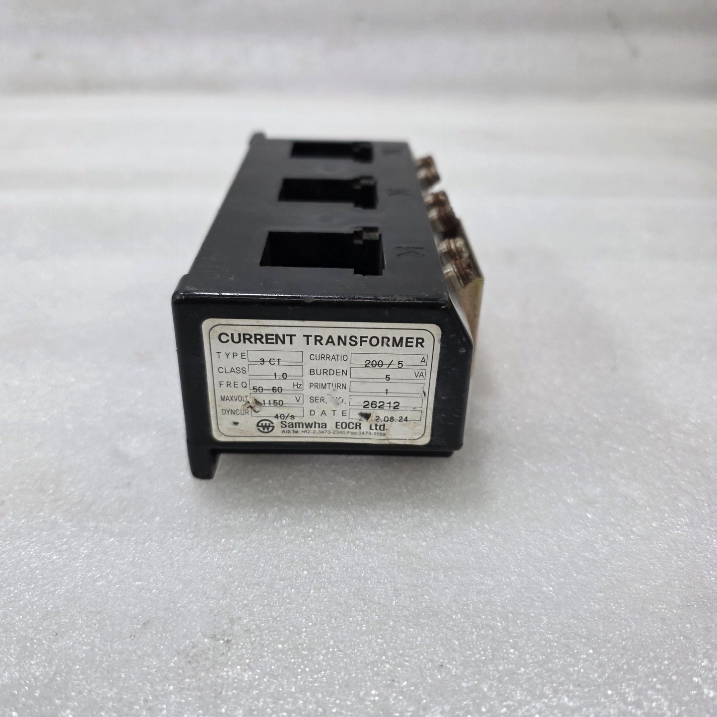 SAMWHA EOCR CURRENT TRANSFORMER 3CT | 200/5A RATIO | CLASS 1.0 | 5VA BURDEN |