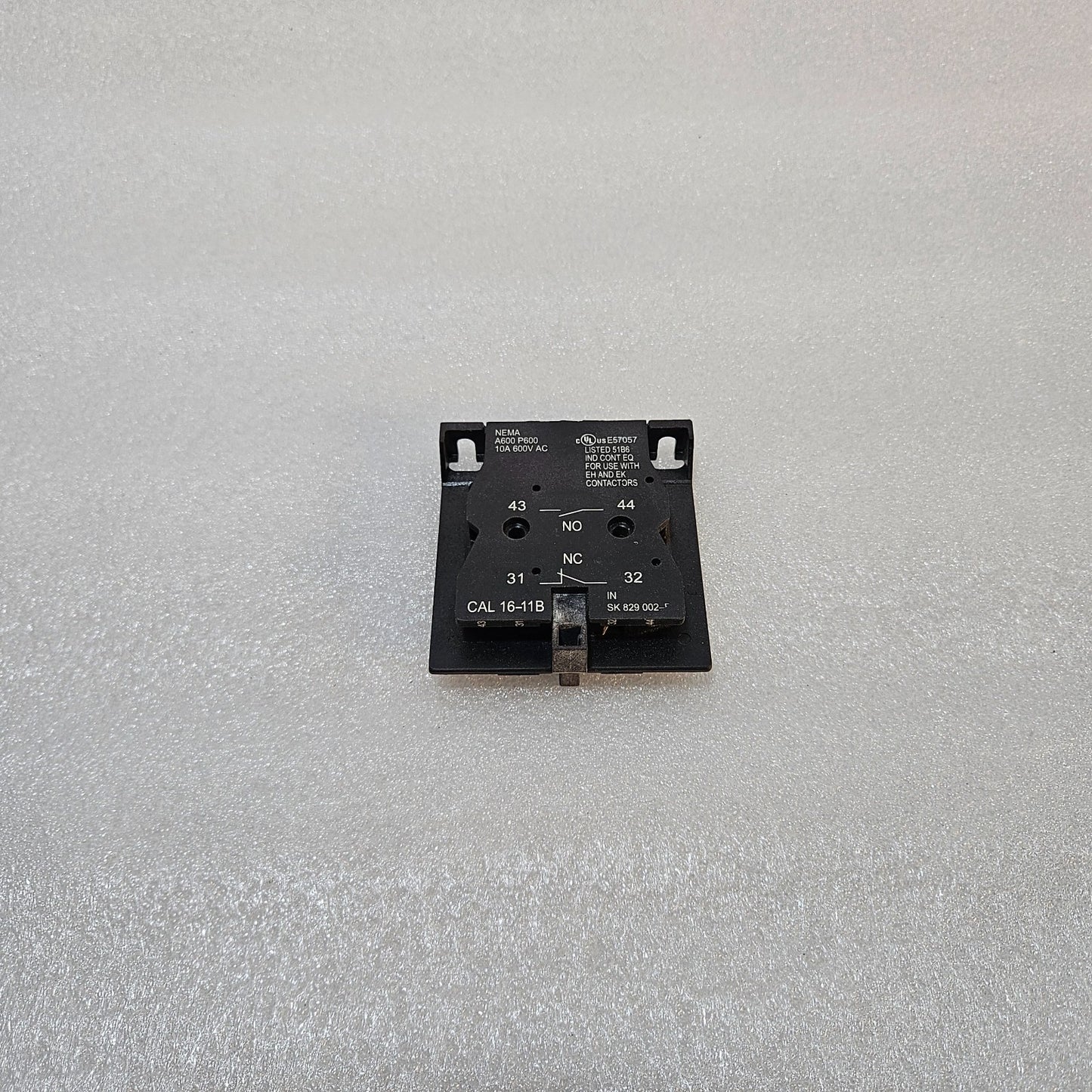 ABB CAL 16-11B AUXILIARY CONTACT BLOCK 1NO 1NC 10A 600VAC NEMA