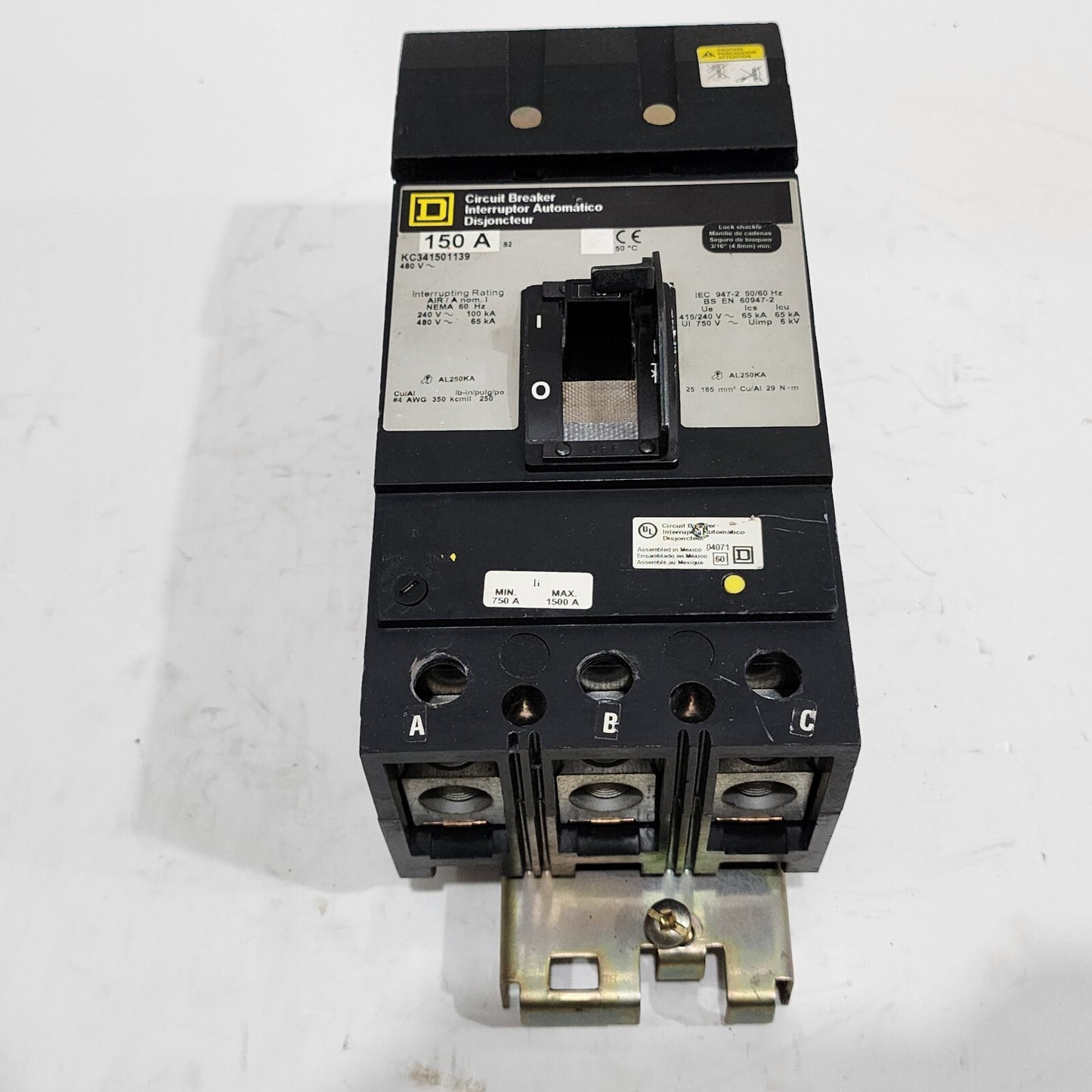 SQUARE D KC341501139 MOLDED CASE CIRCUIT BREAKER 150A 480V