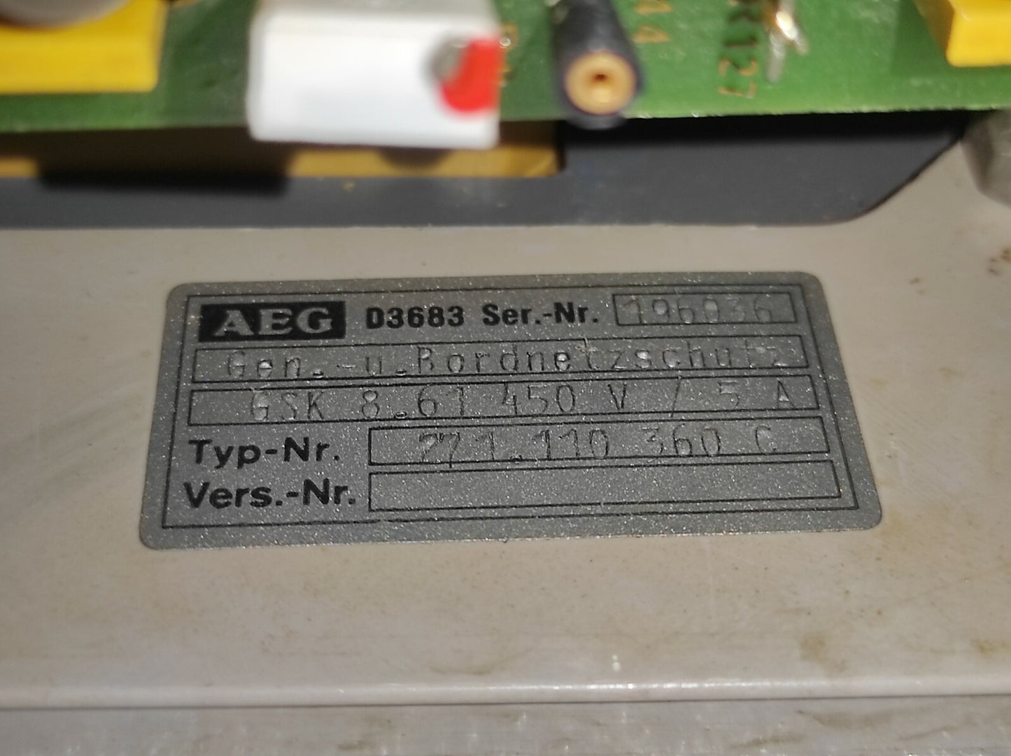 AEG GSK 8.61 GENERATOR AND ELECTRICAL PROTECTION SYSTEM 450V/5A 271.110 360 C