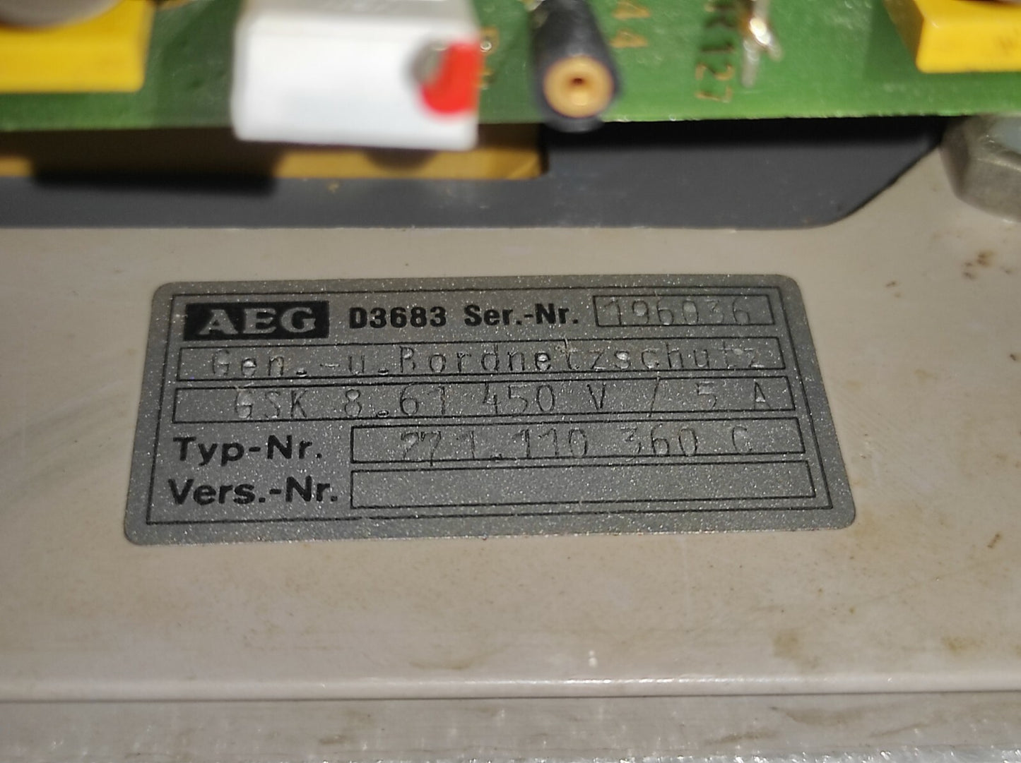 AEG GSK 8.61 GENERATOR AND ELECTRICAL PROTECTION SYSTEM 450V/5A 271.110 360 C