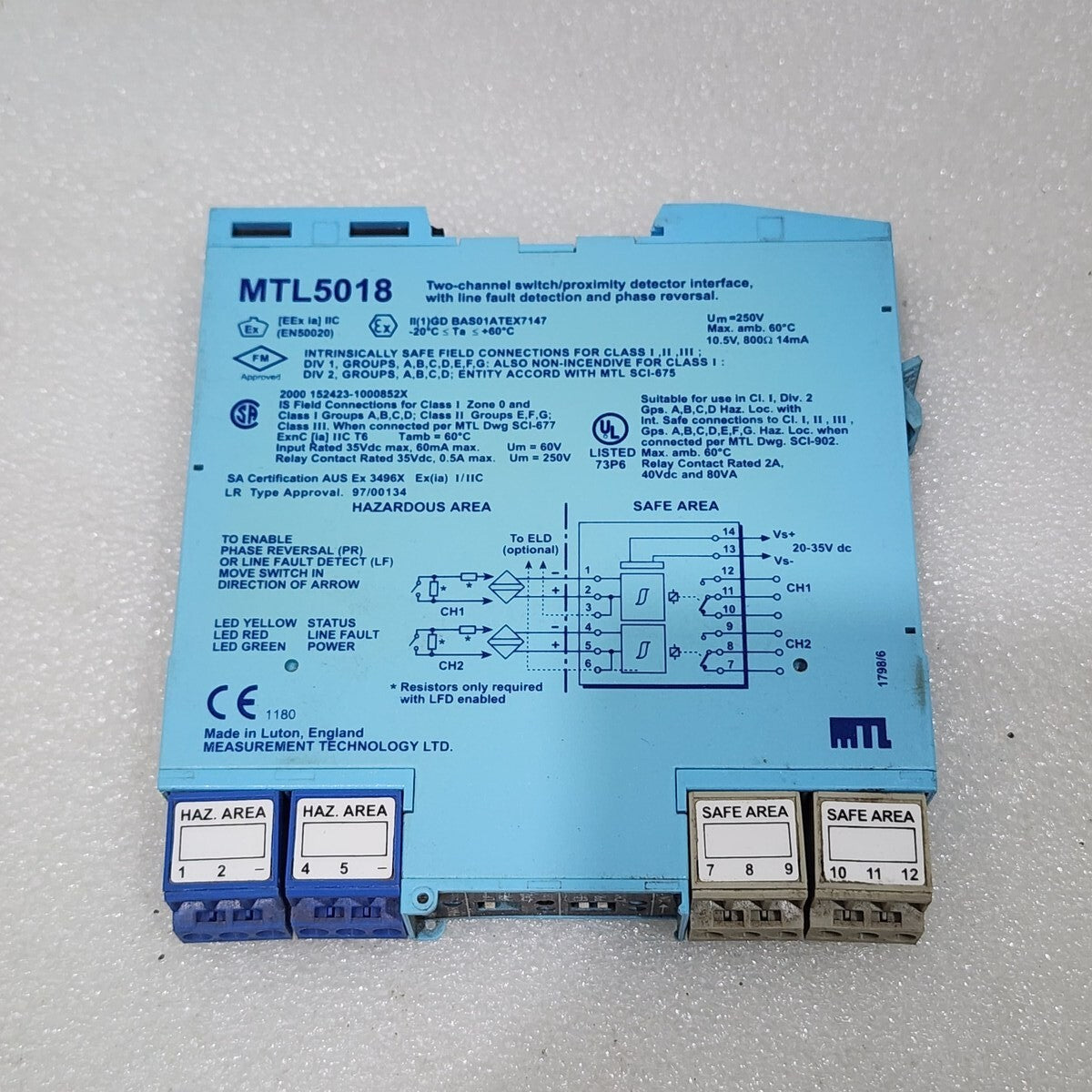 MEASUREMENT TECHNOLOGY MTL 5018 SWITCH/PROXIMITY DETECTOR INTERFACE