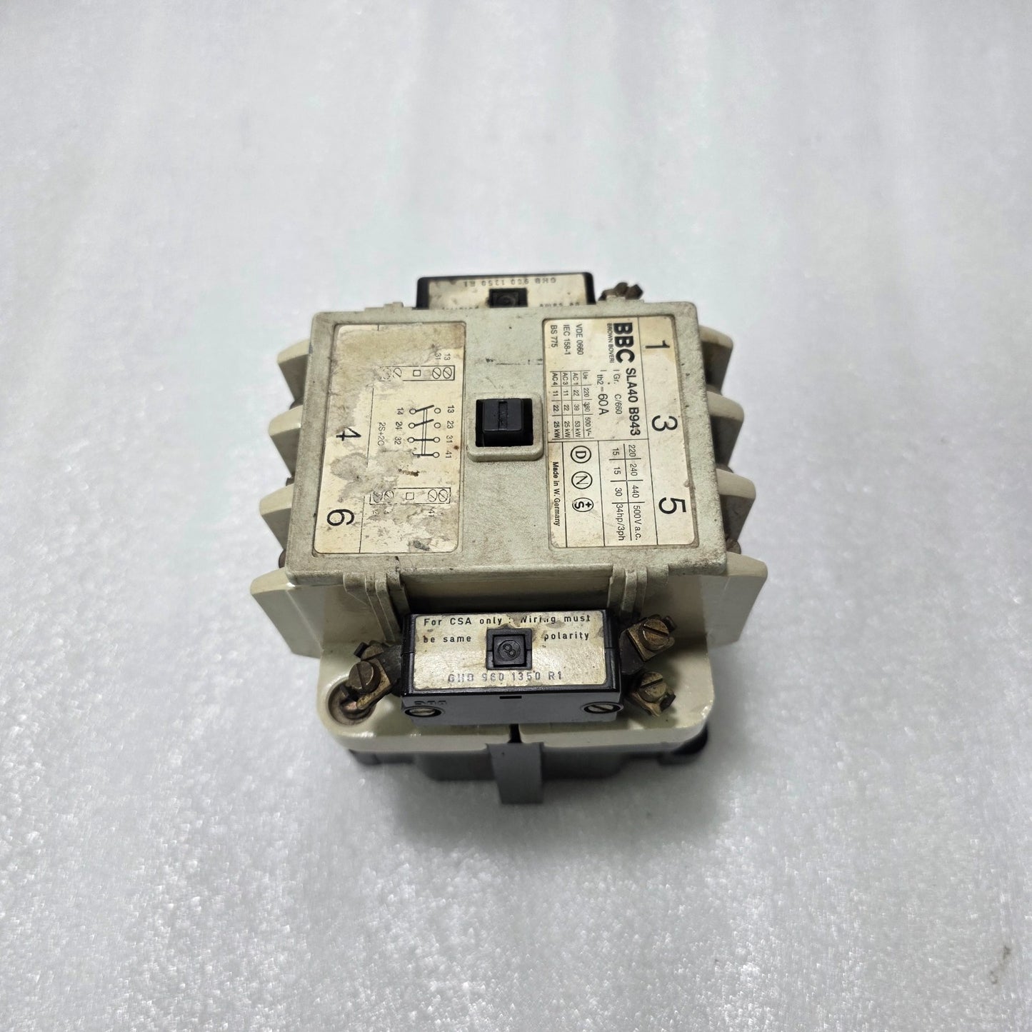 BBC BROWN BOVERI SLA40 B943 AC CONTACTOR 60A | 3 PHASE MOTOR CONTACTOR 220/380V