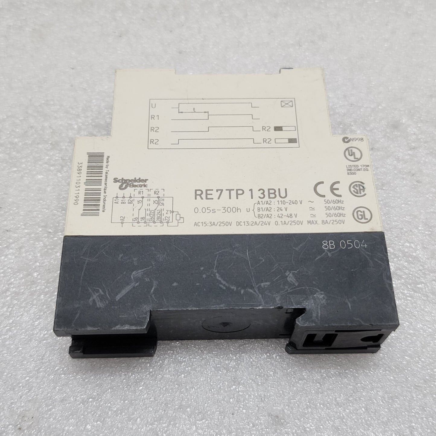 RE7TP13BU ADJUSTABLE ON DELAY TIMING RELAY 0.05S-300H 110-240VAC/24VAC-DC/42-48V