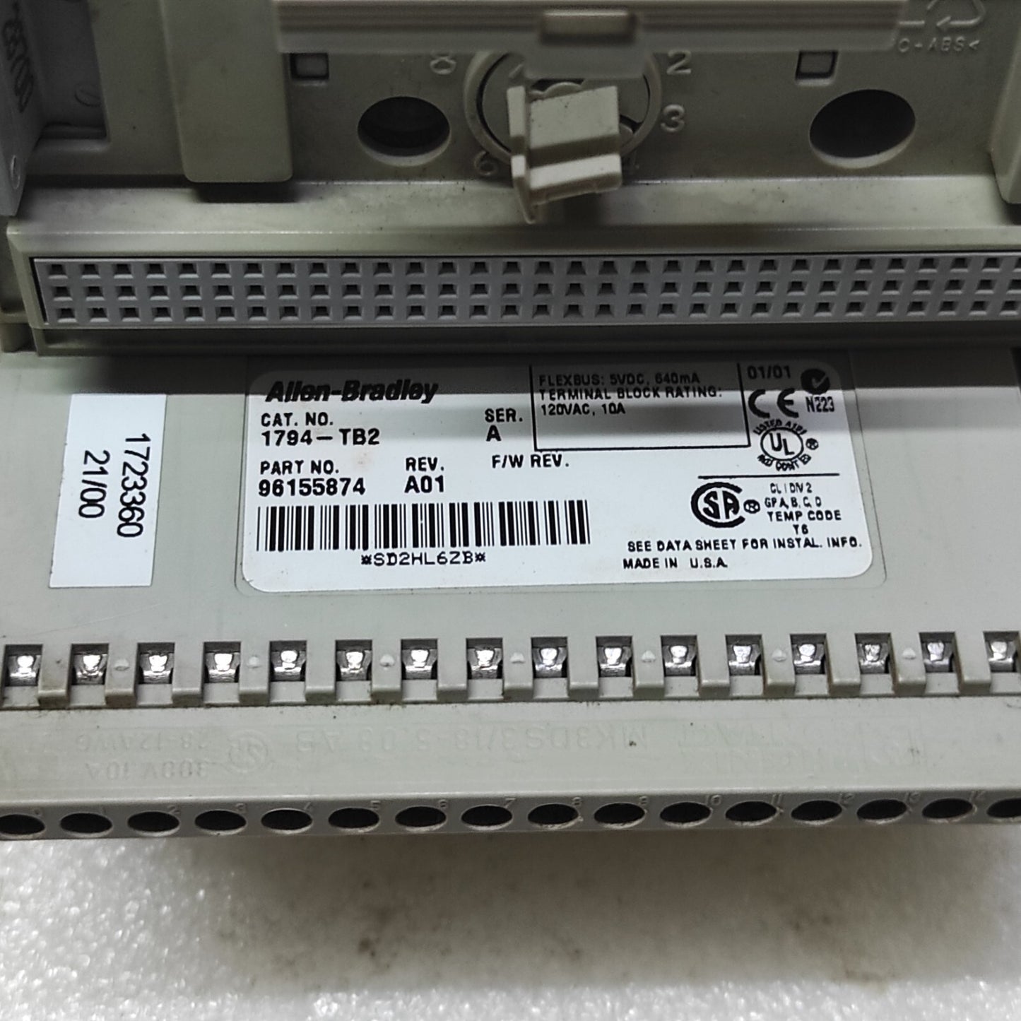 ALLEN BRADLEY FLEX I/O CAT 1794-IB16 96145675 DIGITAL INPUT MODULE 1794-TB2 9615