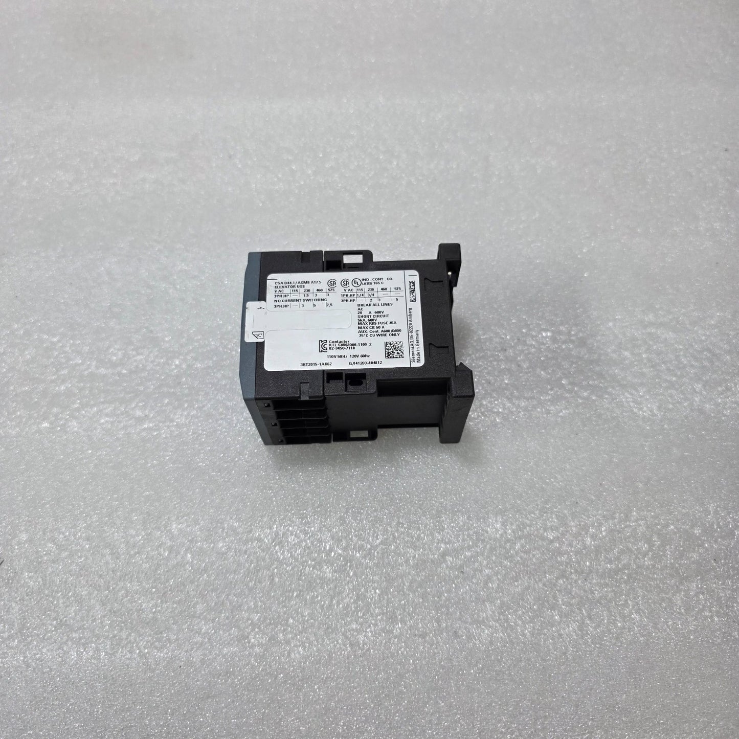 SIEMENS 3RT2015-1AK62 AC POWER CONTACTOR 110-120V