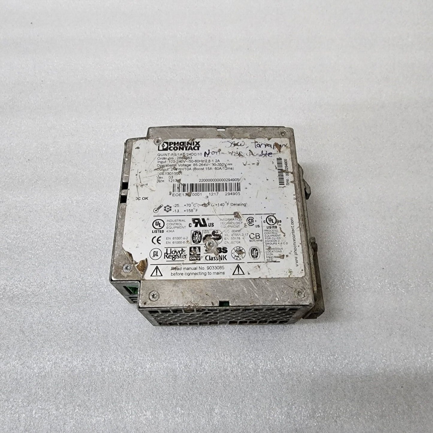PHOENIX CONTACT QUINT-FS/1AV/24DC/10 POWER SUPPLY UNIT 2866763 24VDC 10A